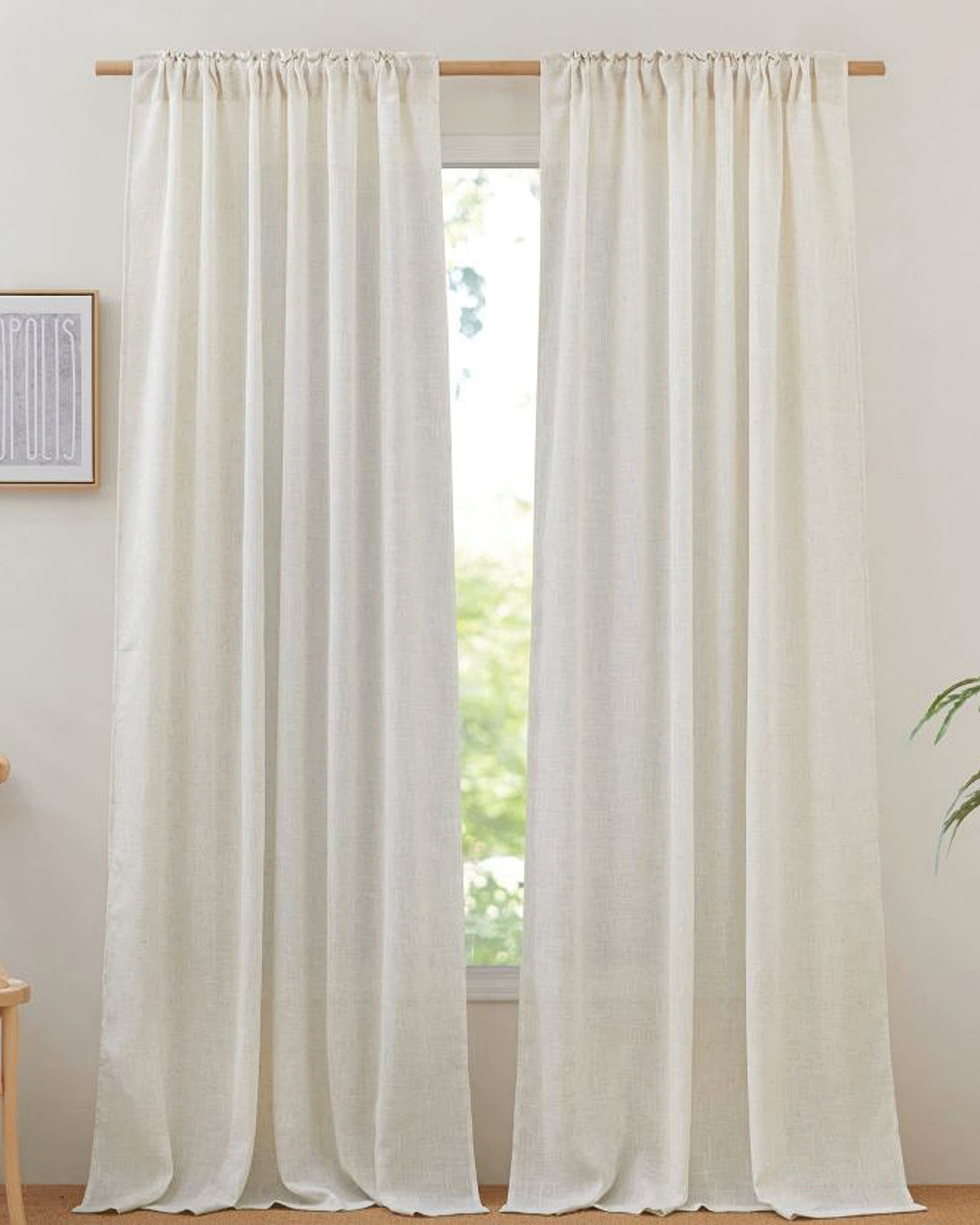 Chloe Linen Look Burlap Textured Sheer Curtain - TheHues