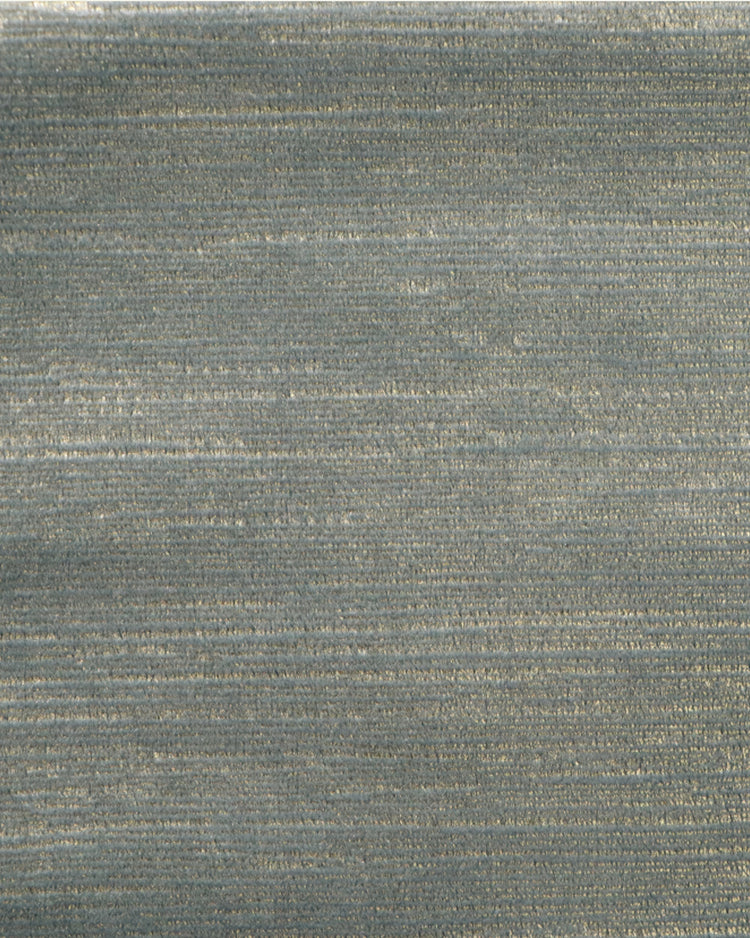 Detailed view of blue-grey Rome foil printed velvet custom curtain fabric, showing its plush texture with subtle metallic sheen.