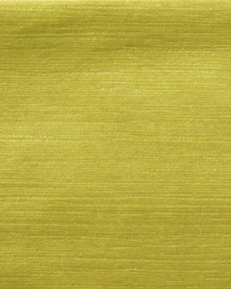 Luxurious chartreuse foil printed velvet fabric, ideal for custom Rome drapery and elegant window treatments.