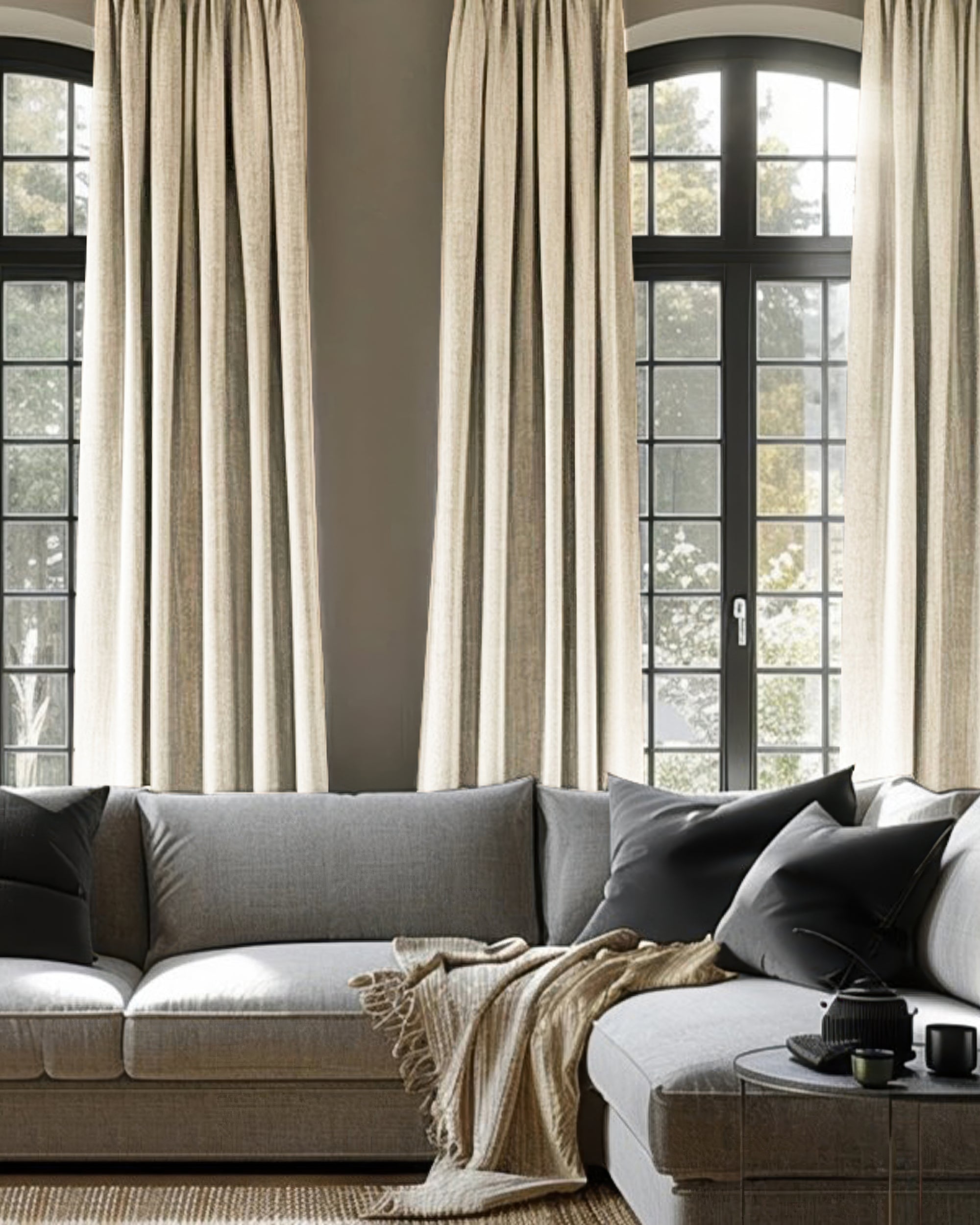 Cronin Linen Look Blackout Custom Curtain