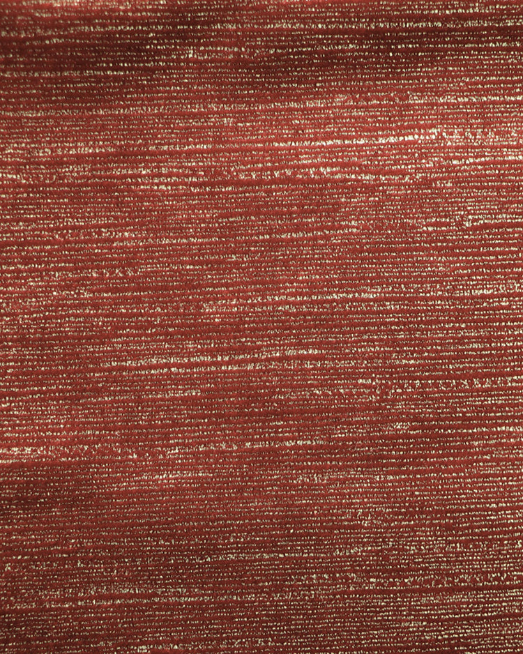 Detail of Rome Foil Printed Velvet custom curtain fabric, rich burgundy with elegant metallic striped texture for tailored drapery.