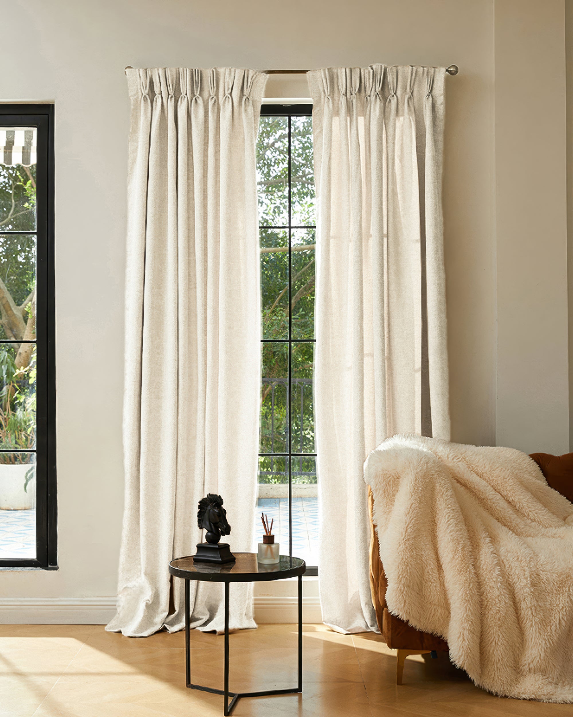 Ambient Linen Blend Jacquard Custom Curtain - TheHues