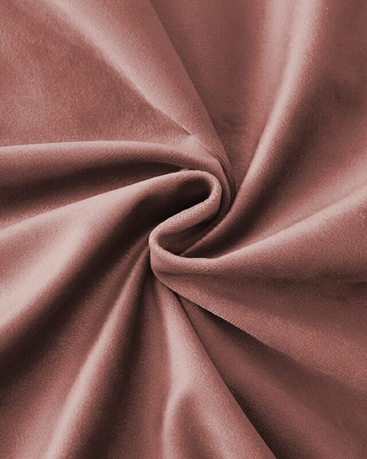 Rose velvet custom curtain fabric swatch, highlighting soft texture and elegant drape for luxurious window treatments.