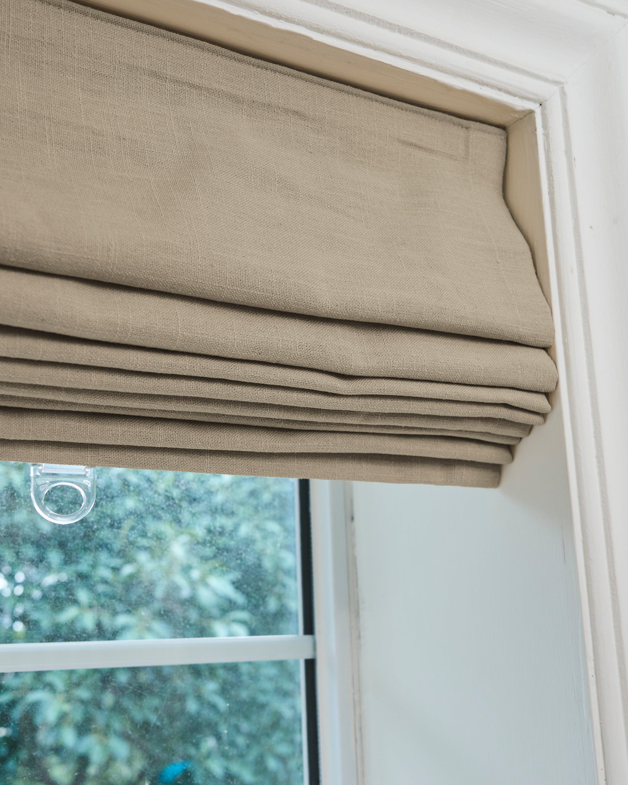 Cassie Flat Fold Linen Blend Custom Roman Shade