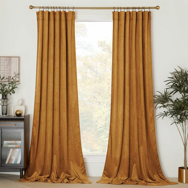 Classic Velvet Custom Curtain Gold Brown Front