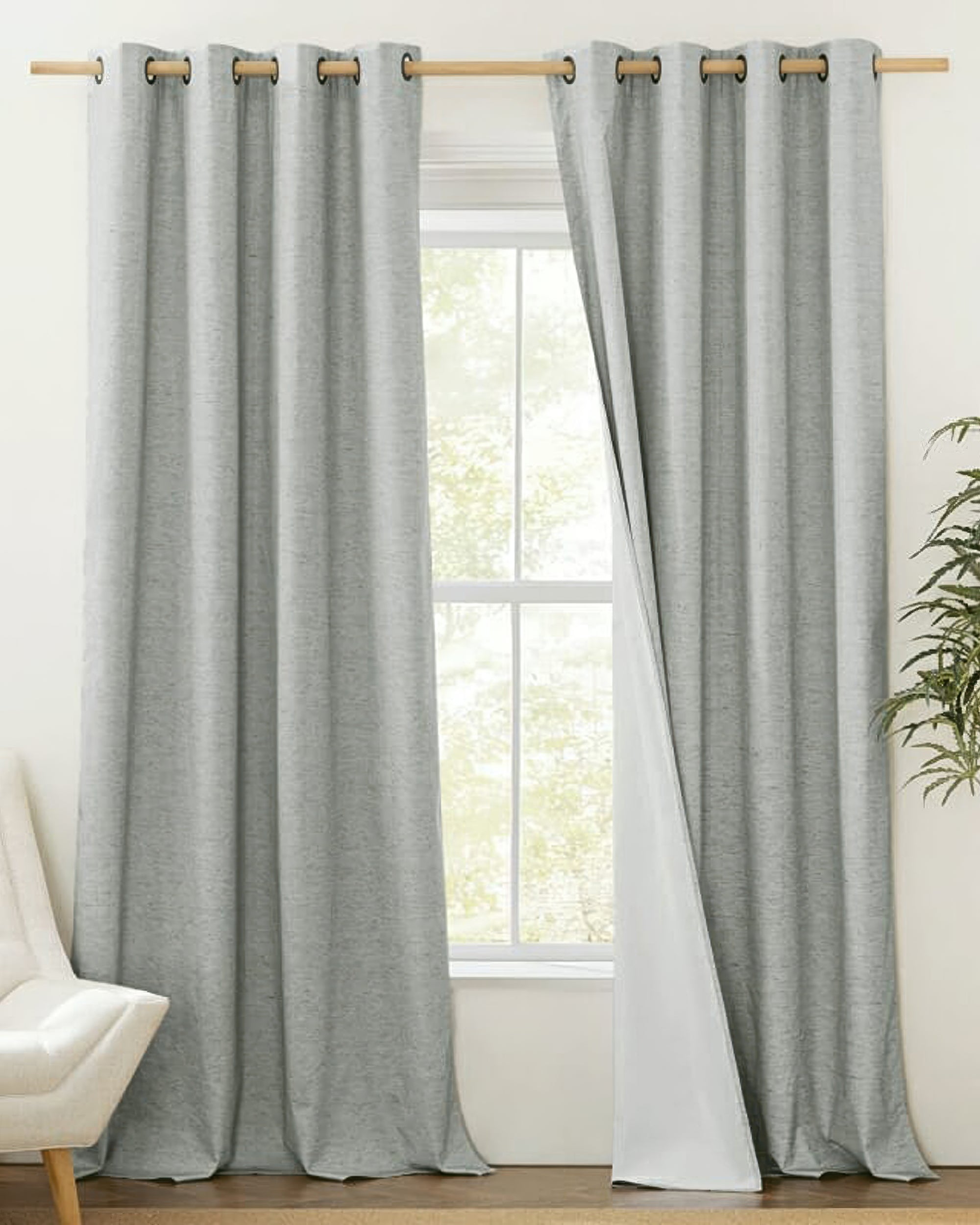 Cronin Linen Look Custom Curtain Sliver Grey Puddle