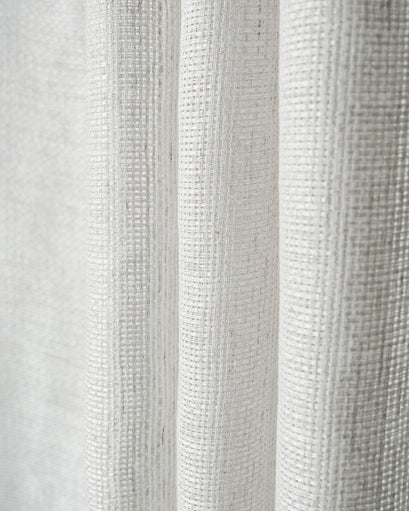 Detailed close-up of Wengen linen & cotton blend custom sheer curtain fabric, highlighting its delicate, airy weave.