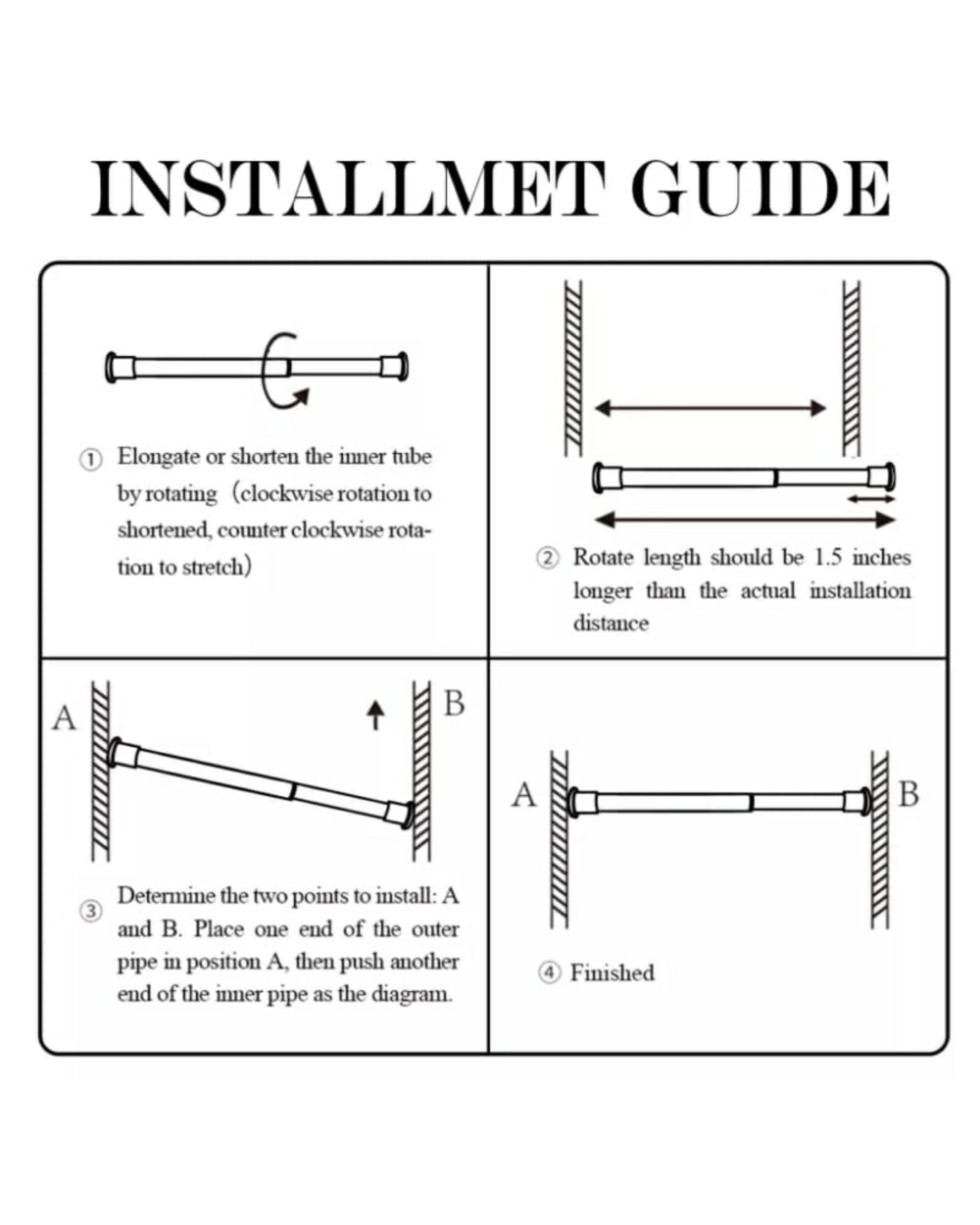 Tension Rod Adjustable No Drill Tension Curtain Rod - TheHues