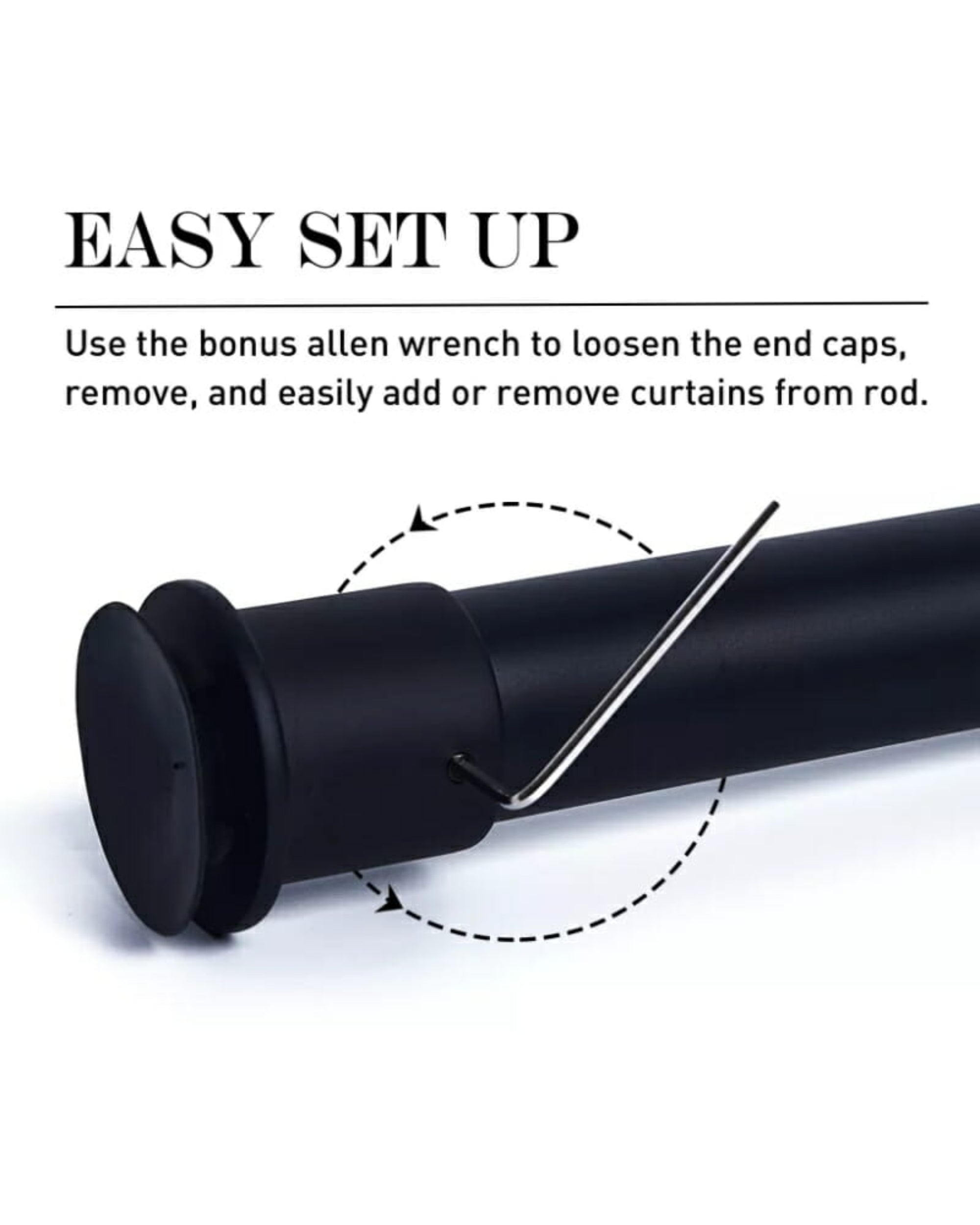 Tension Rod Adjustable No Drill Tension Curtain Rod - TheHues