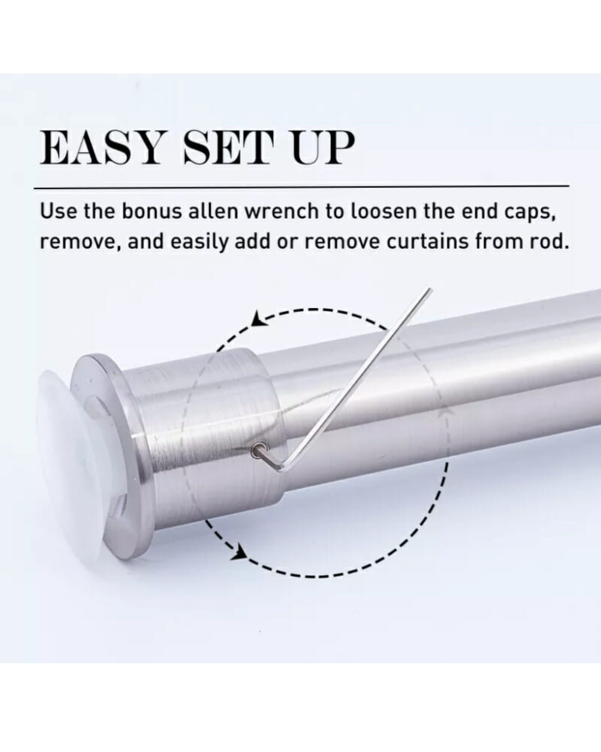 Tension Rod Adjustable No Drill Tension Curtain Rod - TheHues