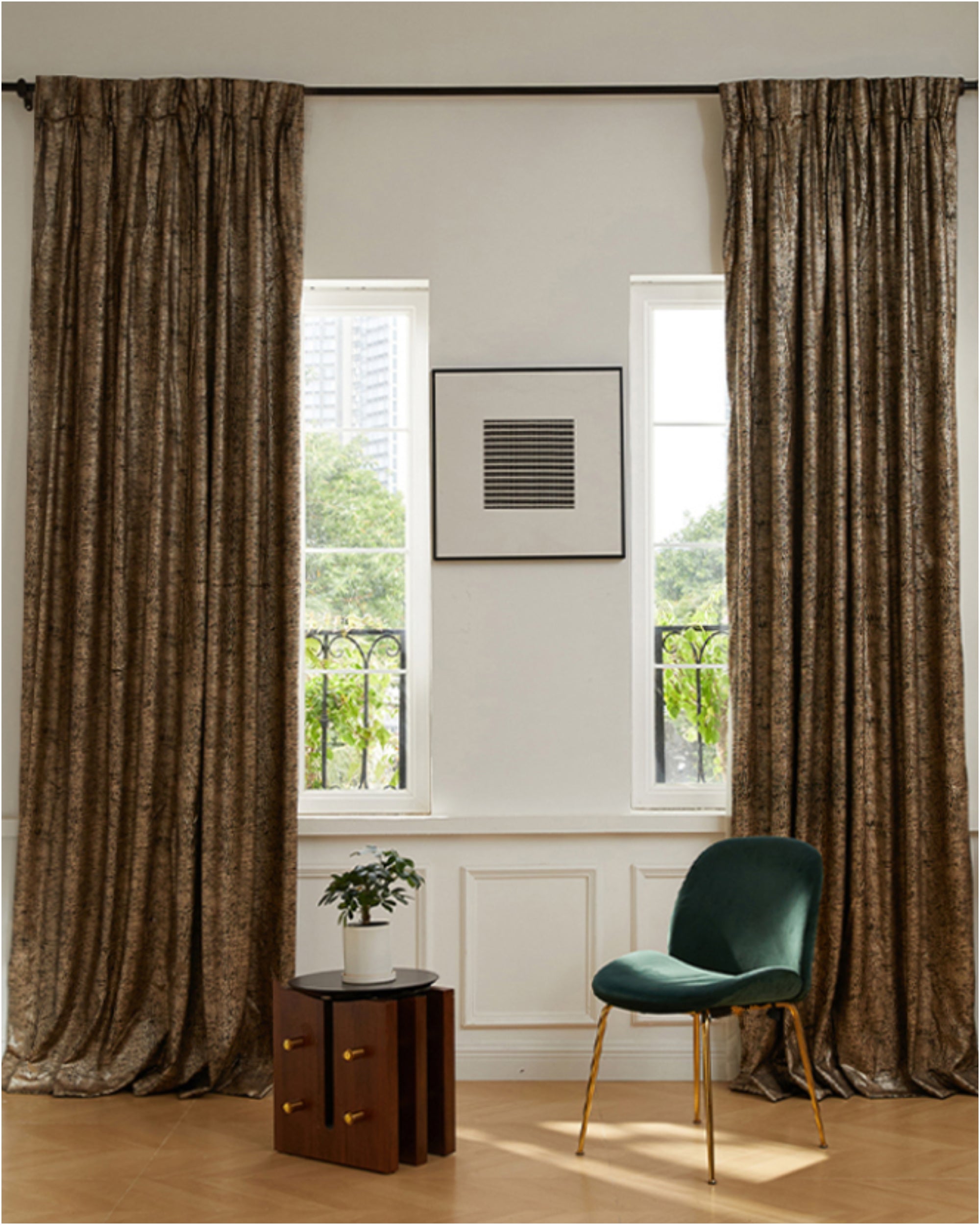 Klimt Foil Printed Velvet Patterned Custom Curtain | Designed in Italy