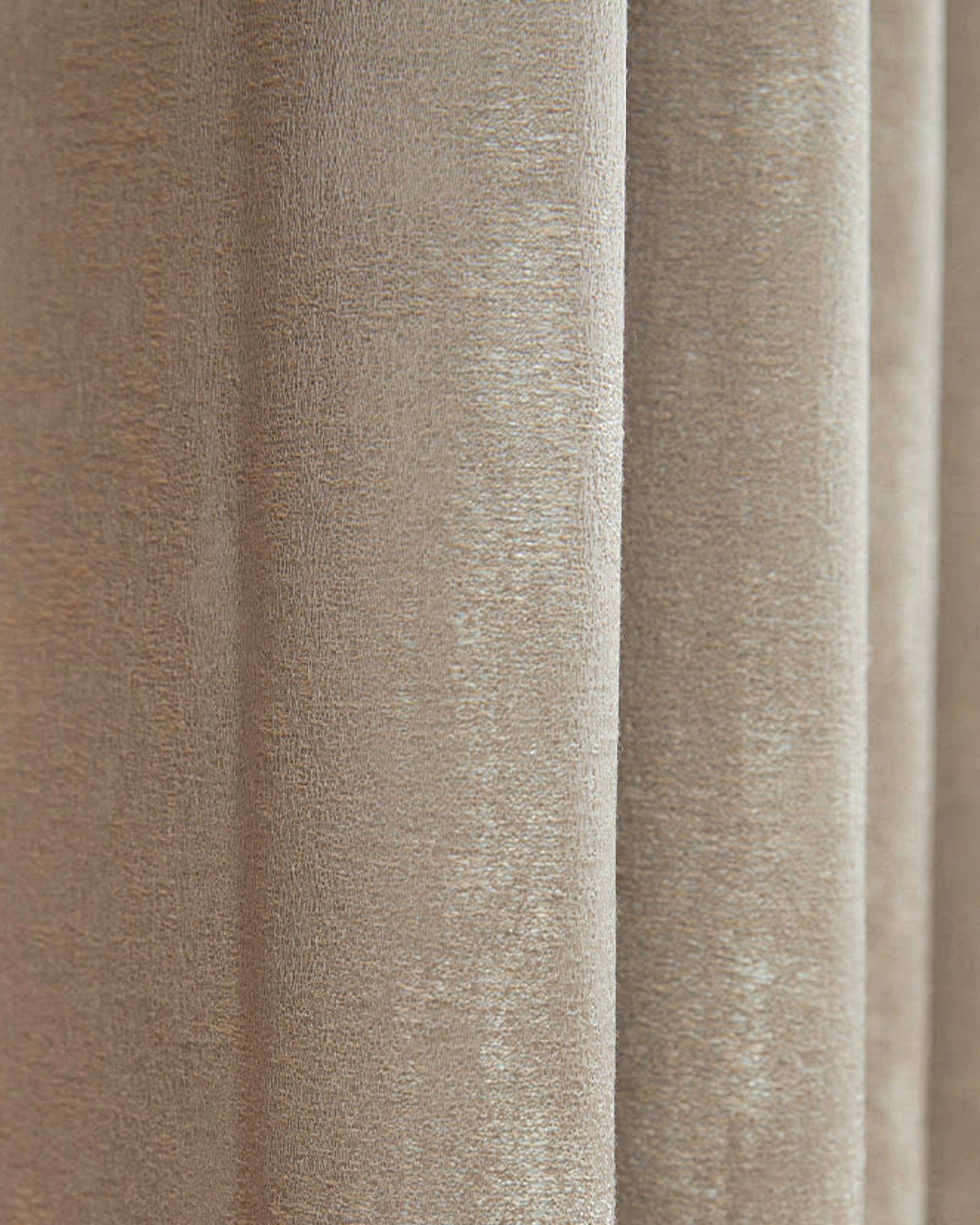 Glimmer Linen Blend lightweight textured curtain fabric, showing natural fibers, subtle shimmer, and elegant folds for custom drapes.