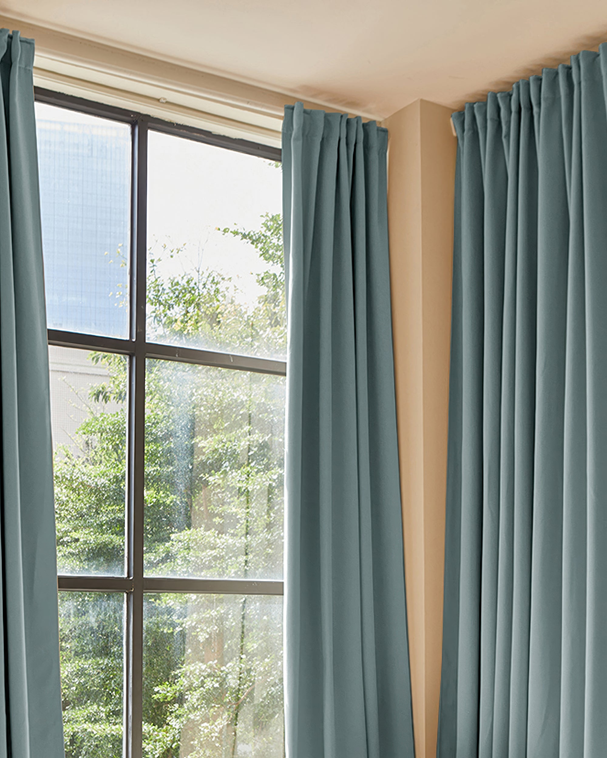 Hussein Custom Curtain Blue Green Living Room