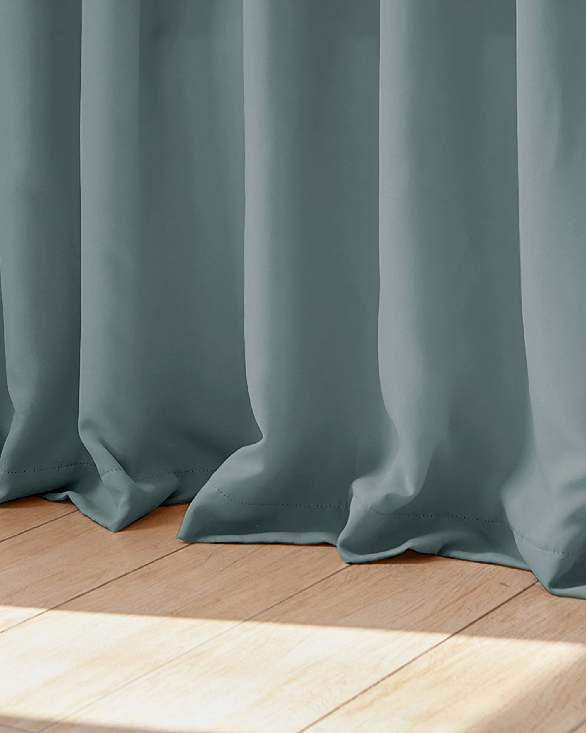 Hussein Custom Curtain Blue Green Puddle