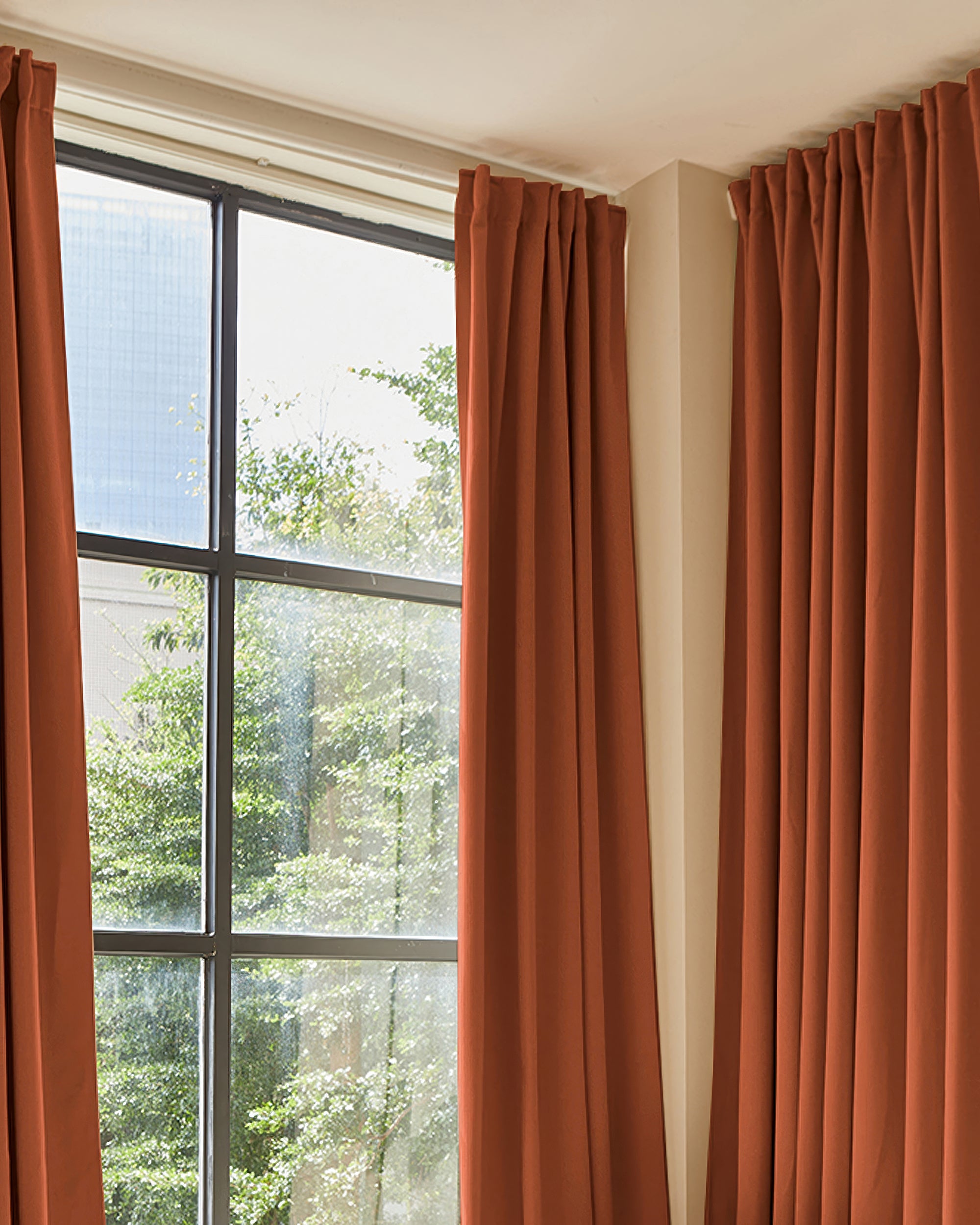 Hussein Custom Curtain Brick Red Living Room