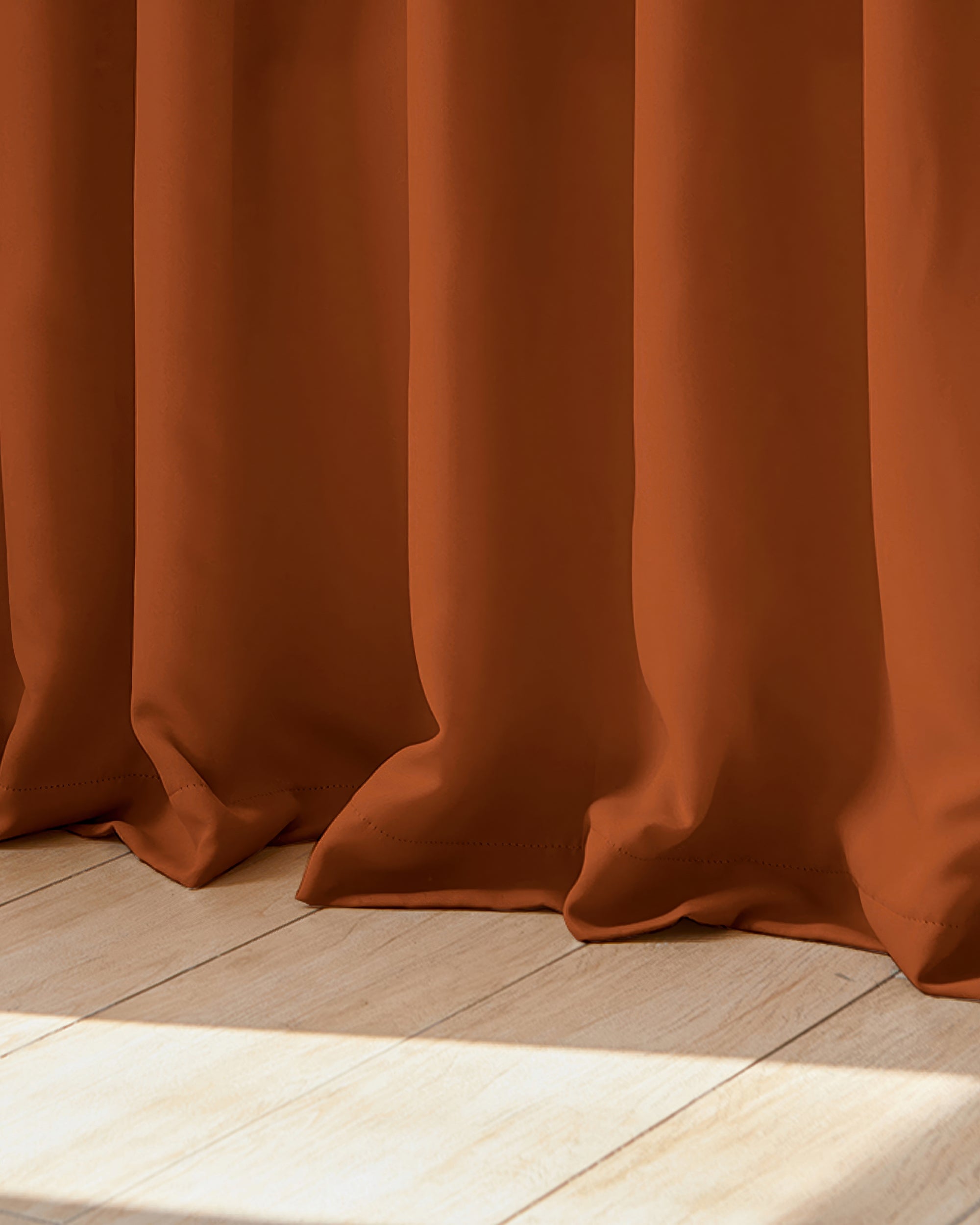 Hussein Custom Curtain Brick Red Puddle
