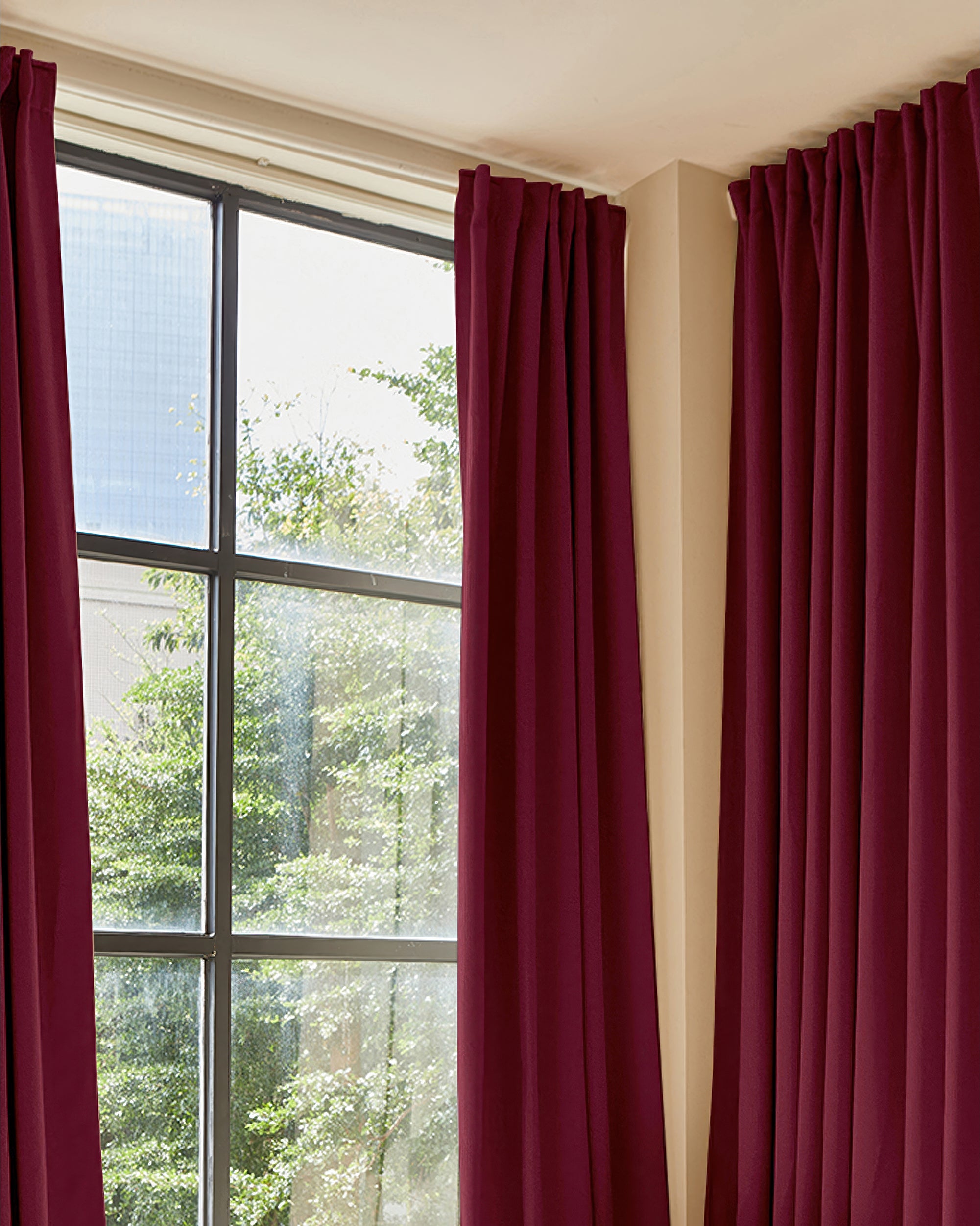 Hussein Custom Curtain Burgundy Red Living Room