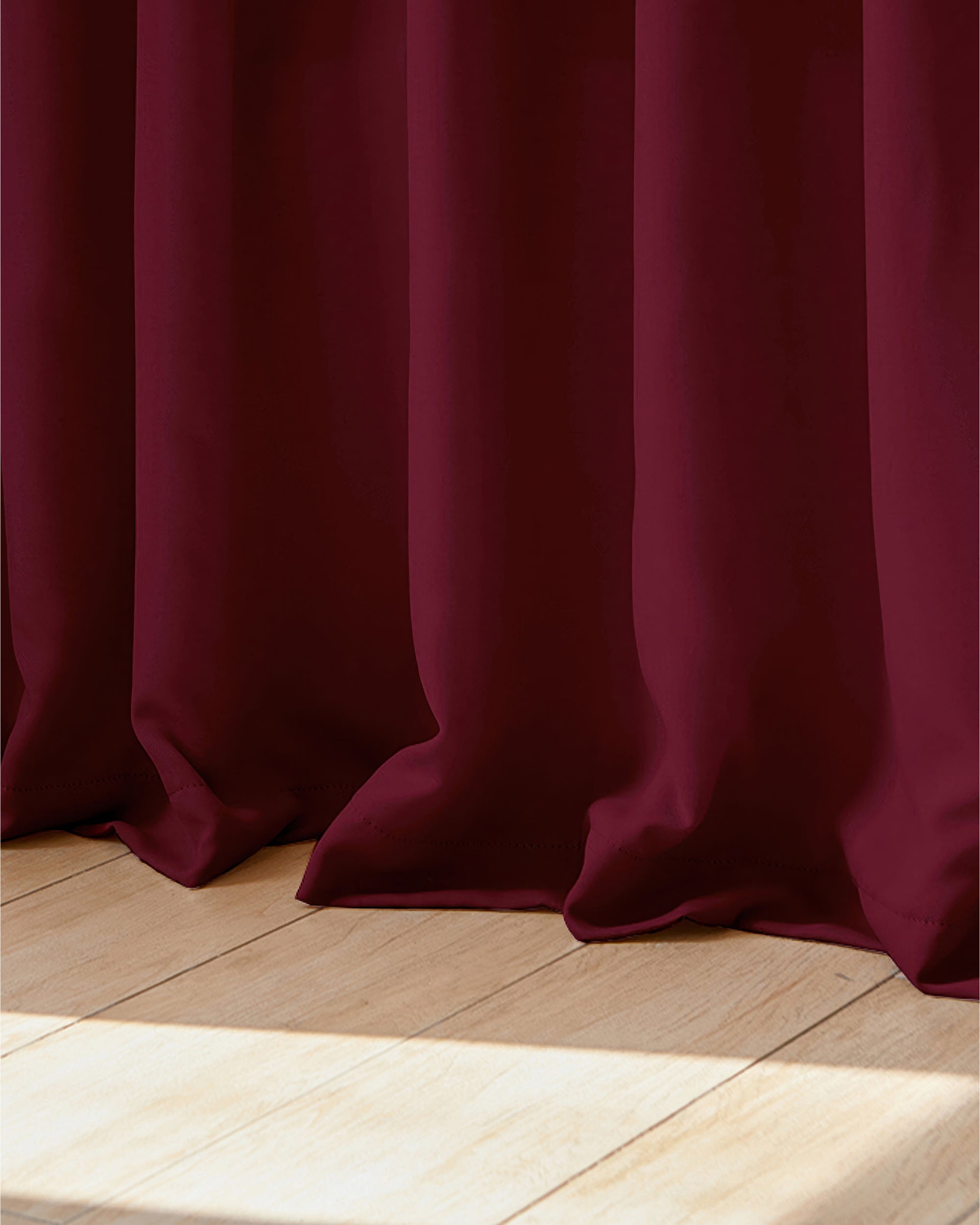 Hussein Custom Curtain Burgundy Red Puddle