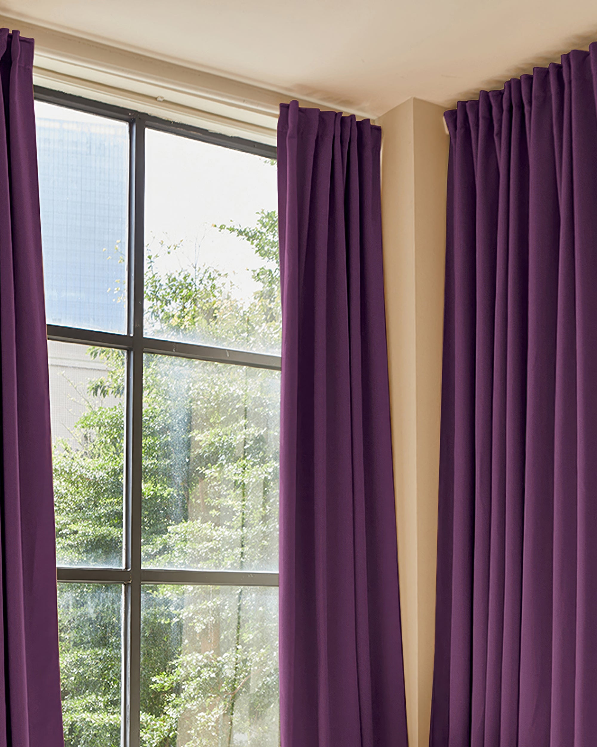 Hussein Custom Curtain Deep Purple Living Room