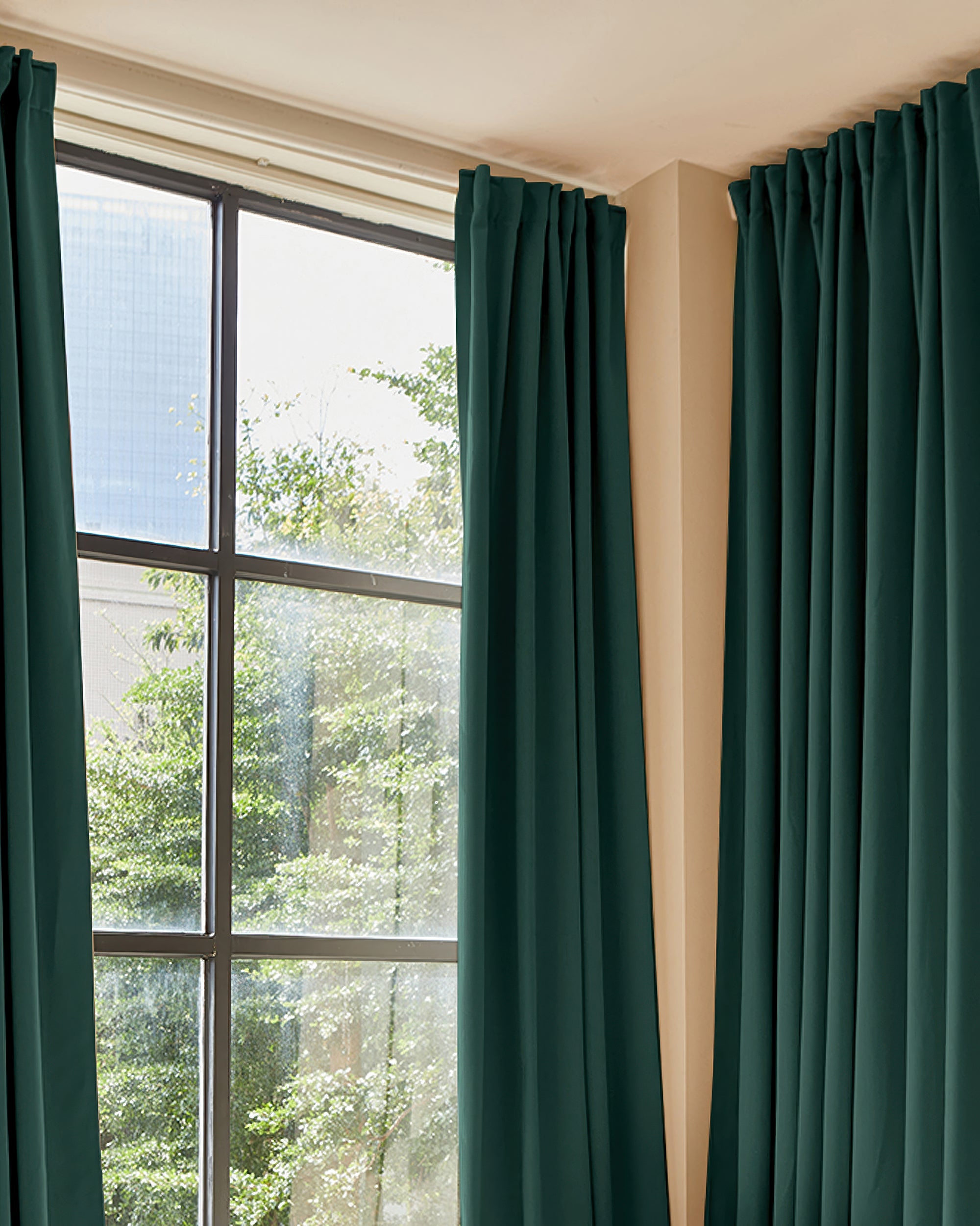 Hussein Custom Curtain Hunter Green Living Room