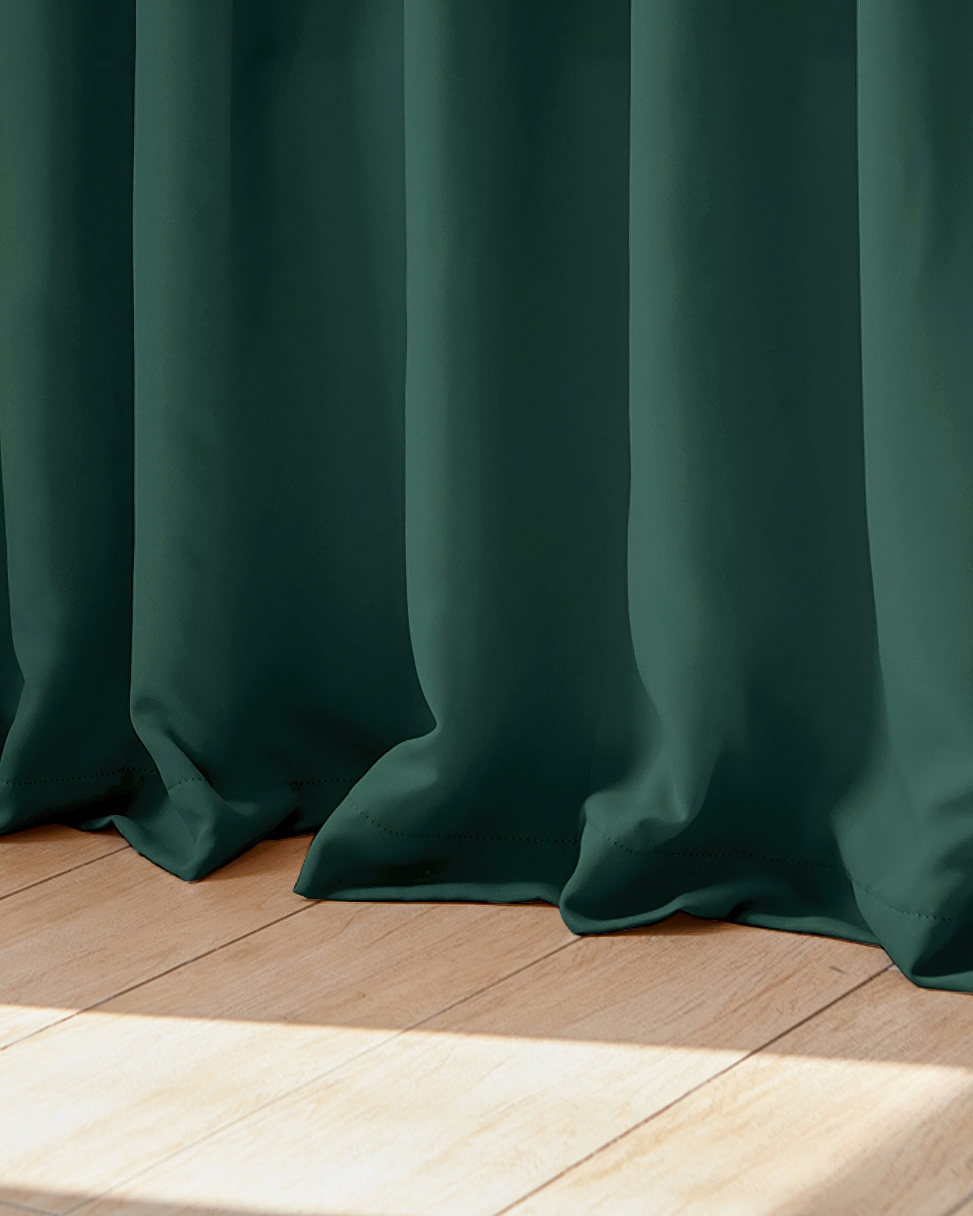 Hussein Custom Curtain Hunter Green Puddle