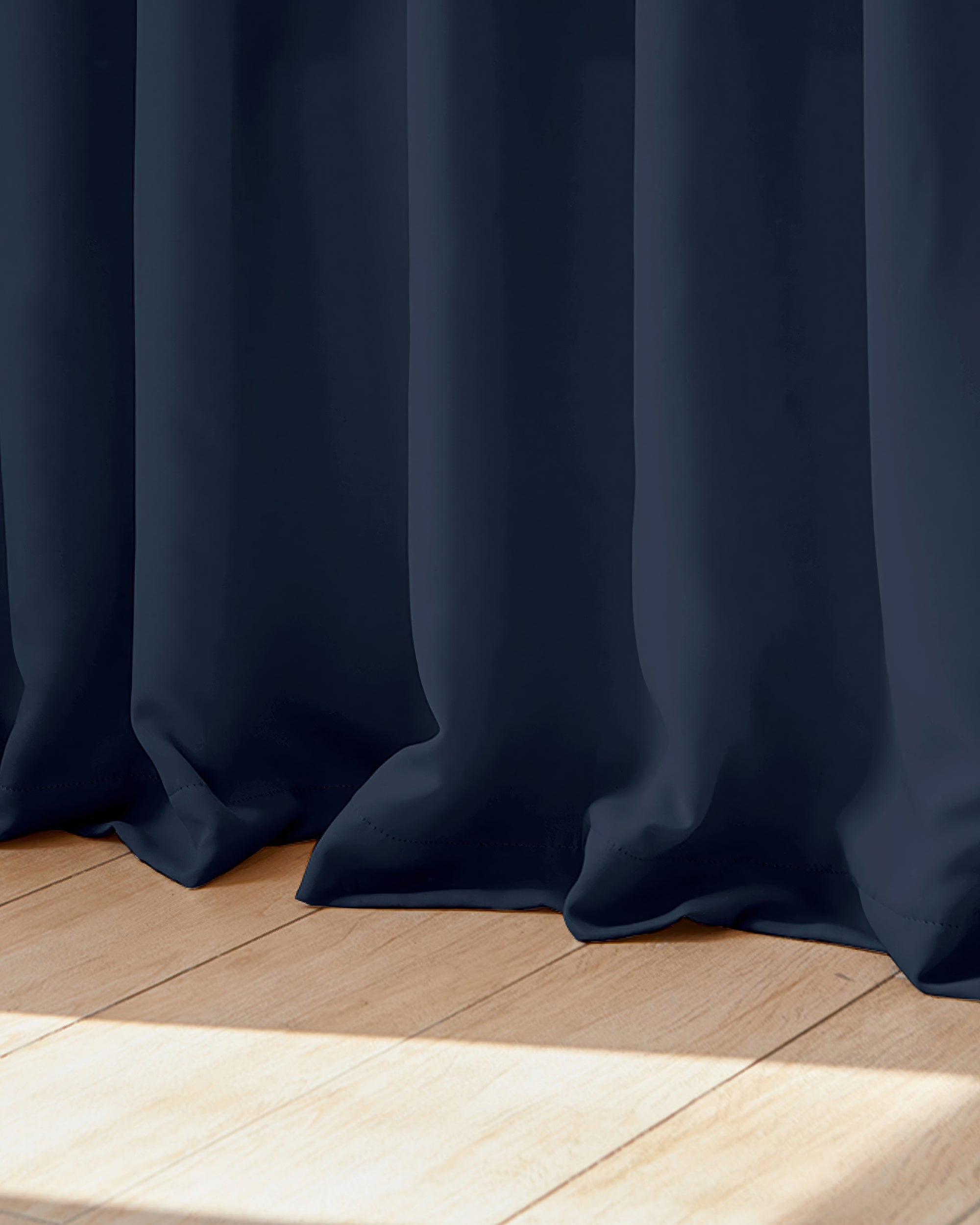 Hussein Custom Curtain Navy Blue Puddle