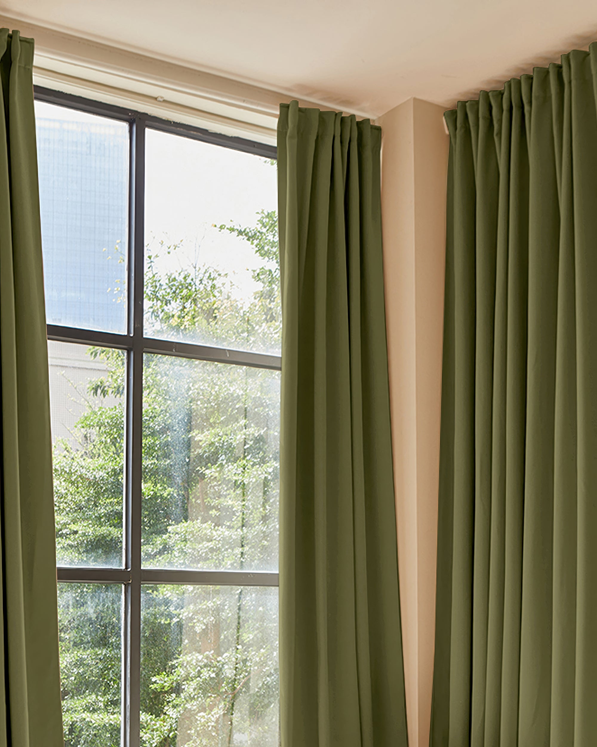 Hussein Custom Curtain Olive Green Living Room