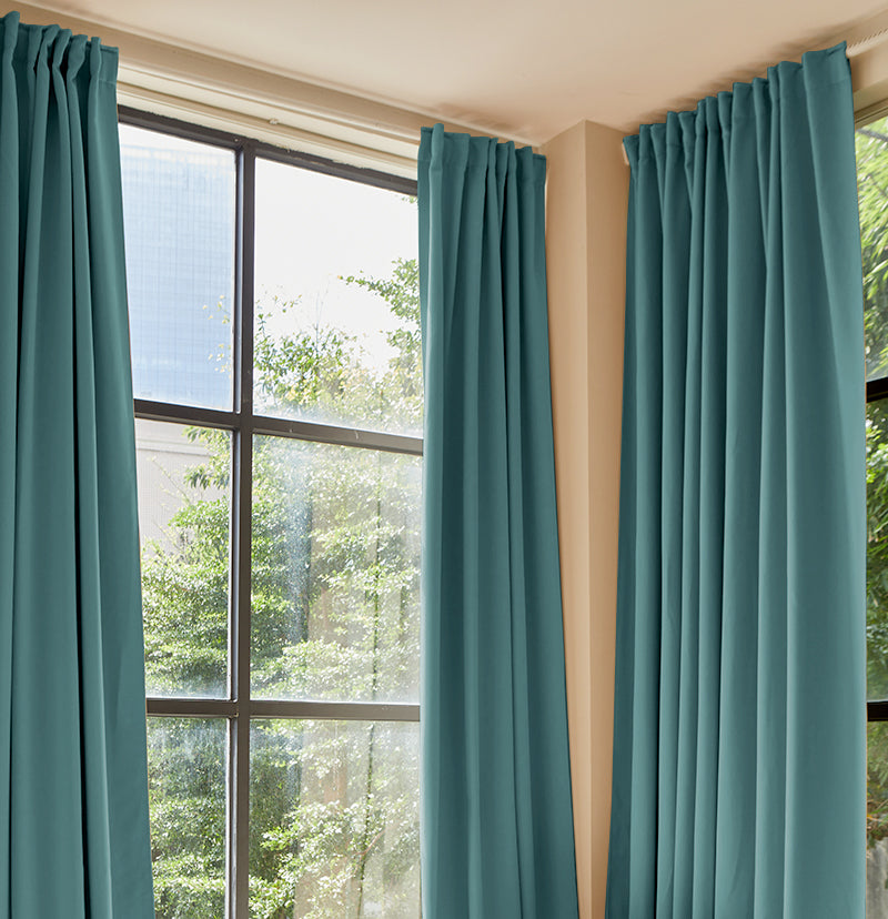 Hussein Custom Curtain Sea Teal  Living Room