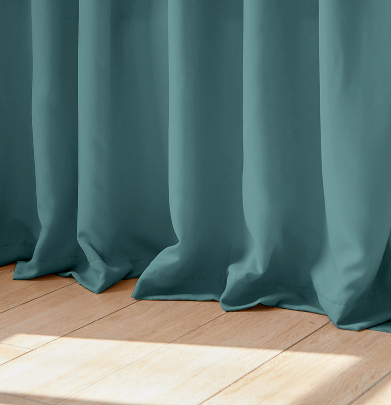 Hussein Custom Curtain Sea Teal Puddle