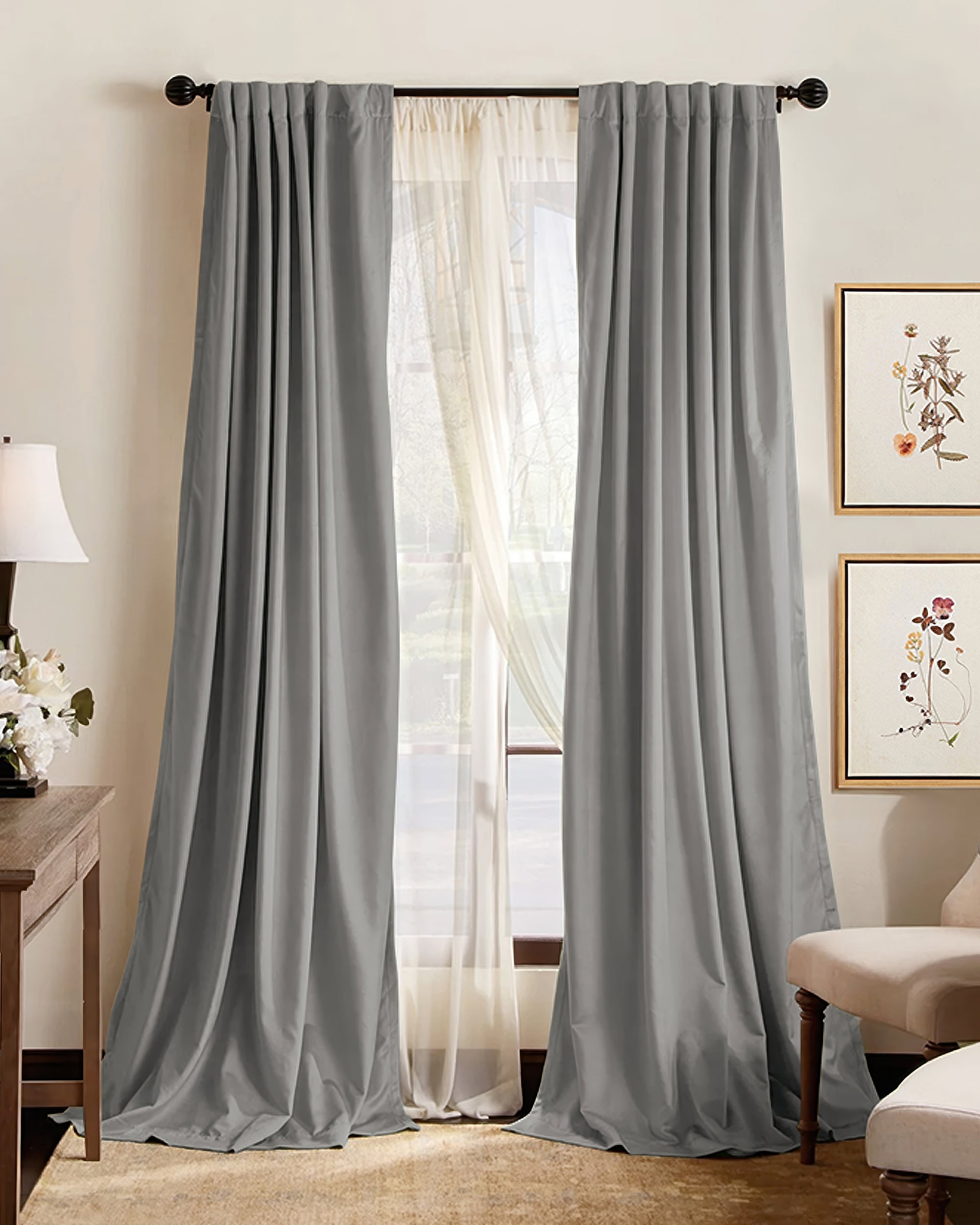 Hussein Custom Curtain Silver Grey Front