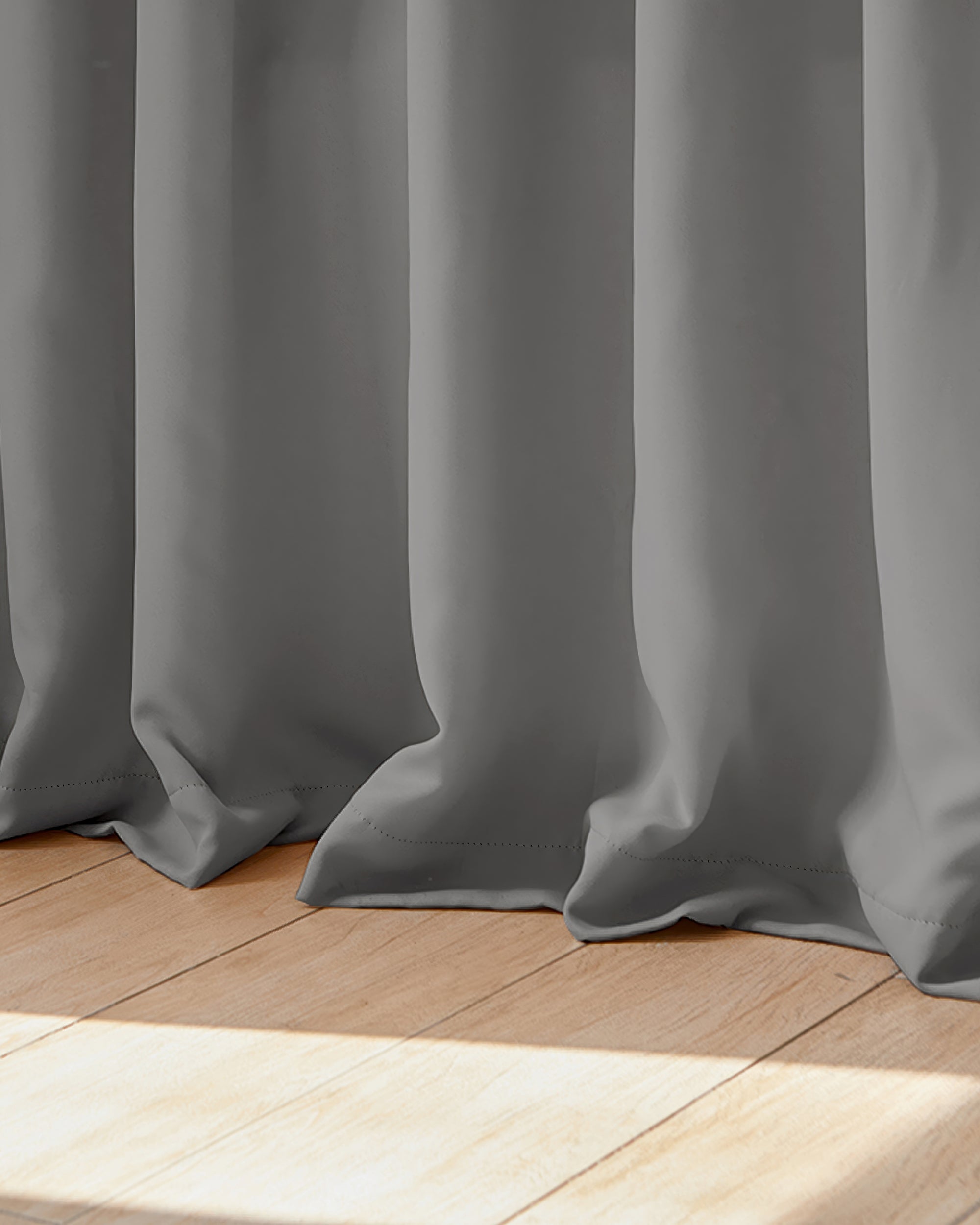 Hussein Custom Curtain Silver Grey Puddle