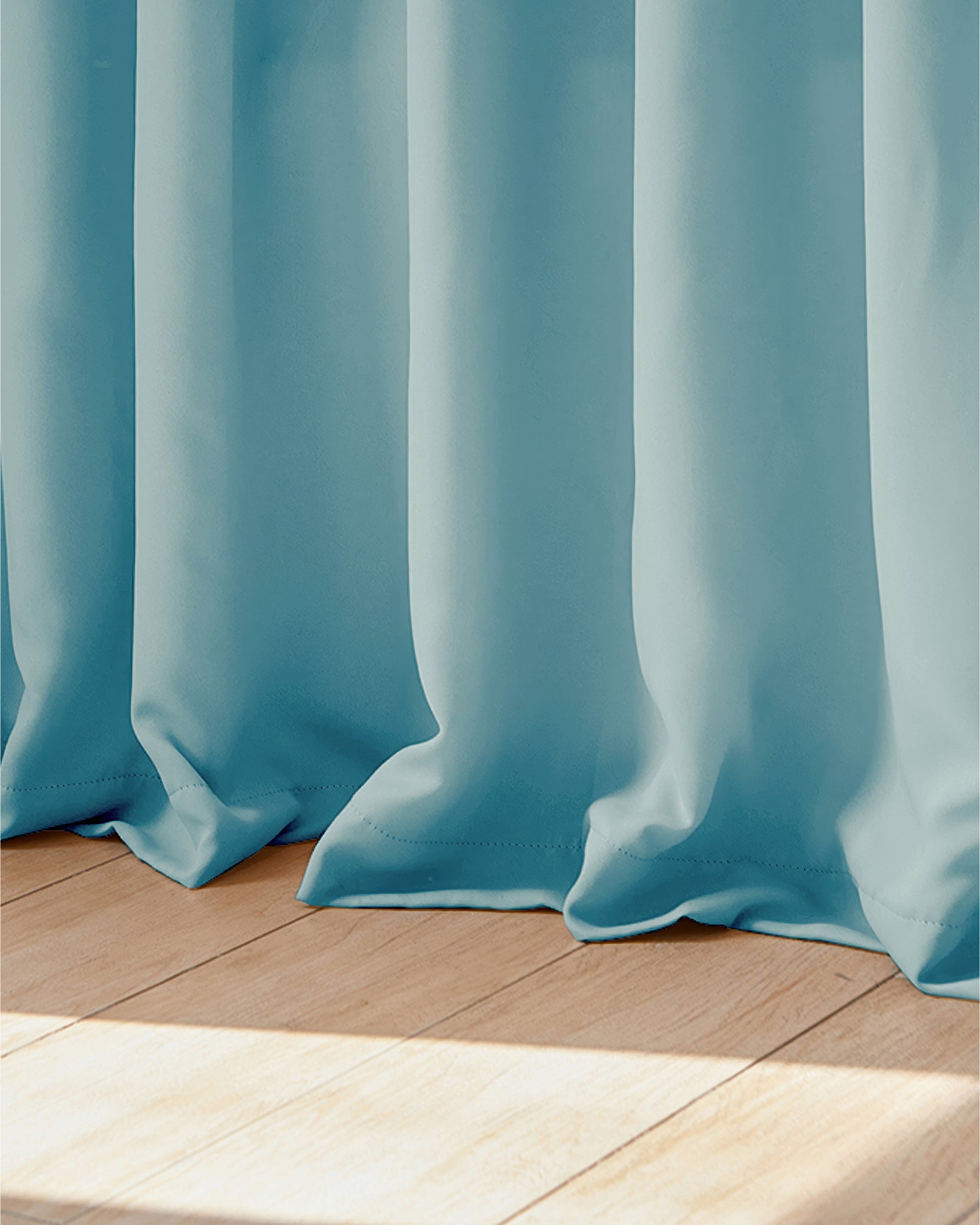 Hussein Custom Curtain Teal Blue Puddle