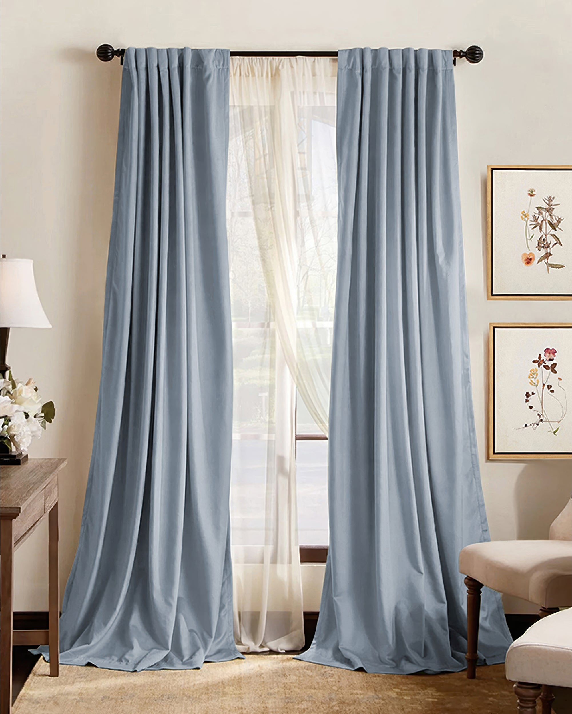 Hussein Custom Curtain Vintage Blue Front