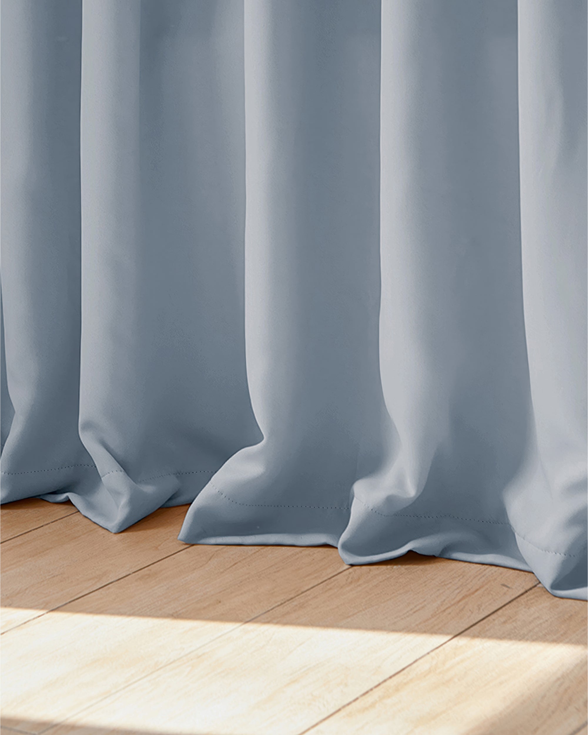Hussein Custom Curtain Vintage Blue Puddle