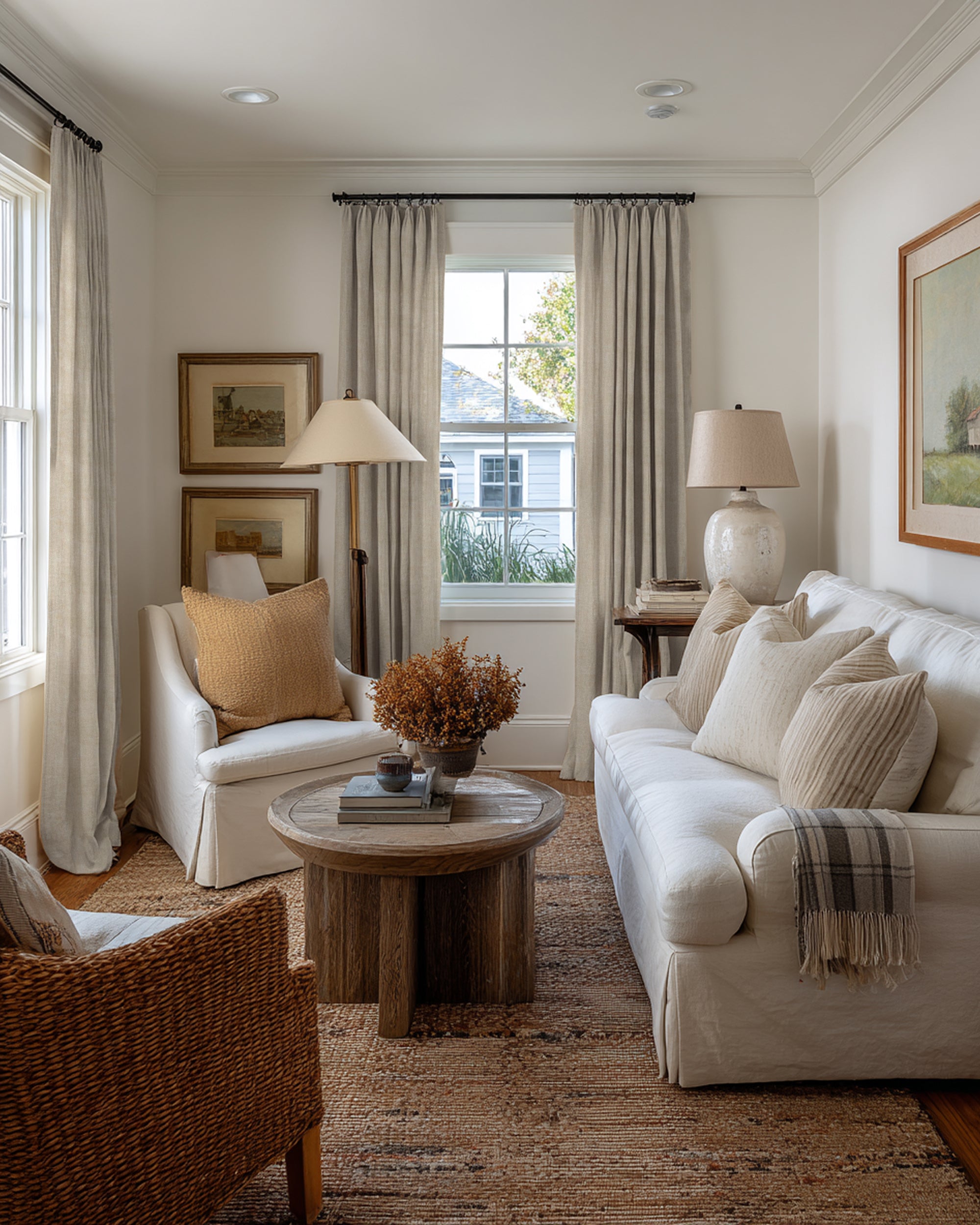 Kensington Linen Look Custom Curtain Cream Livingroom