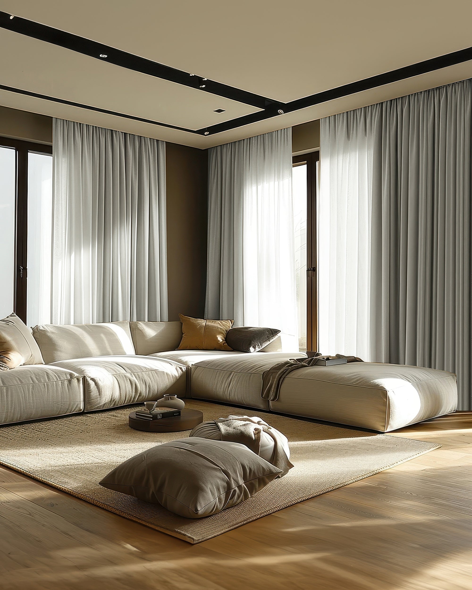 Kensington Linen Look Custom Curtain Grey Modern Living Room