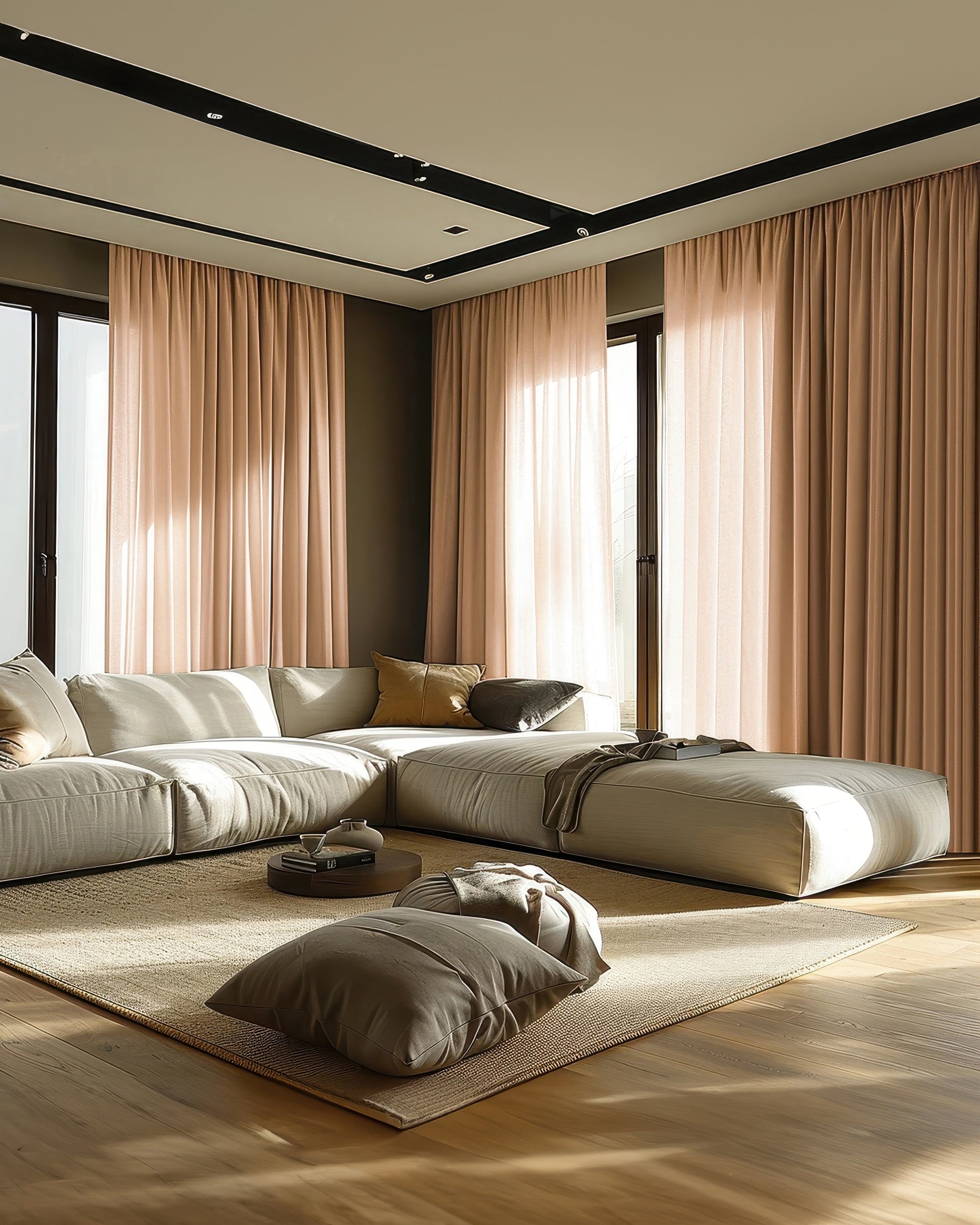 Kensington Linen Look Custom Curtain Terracotta Modern Living Room