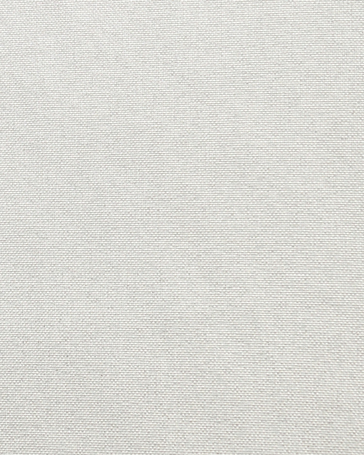 Close-up texture of Linden white NFPA 701 IFR 100% blackout custom curtain fabric with a detailed linen-like weave.