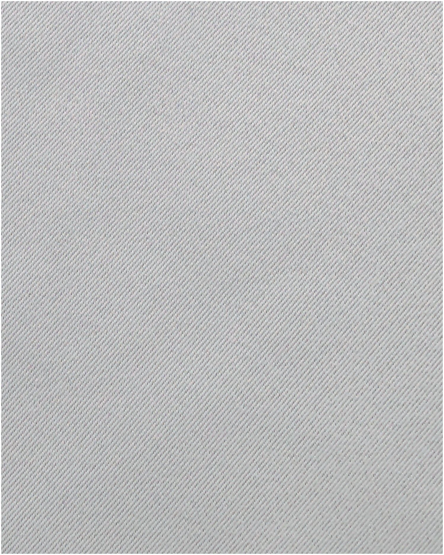 Close-up of light grey Linea room darkening custom curtain fabric showing the durable, fine diagonal weave texture.