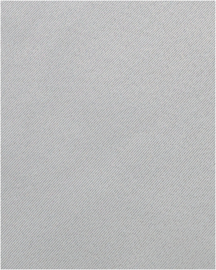 Close-up of light grey Linea room darkening custom curtain fabric showing the durable, fine diagonal weave texture.