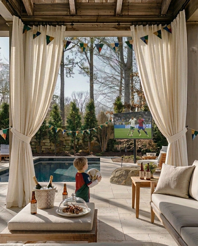 Noah Linen Look Lightweight Waterproof Custom Outdoor Curtain (Limited)