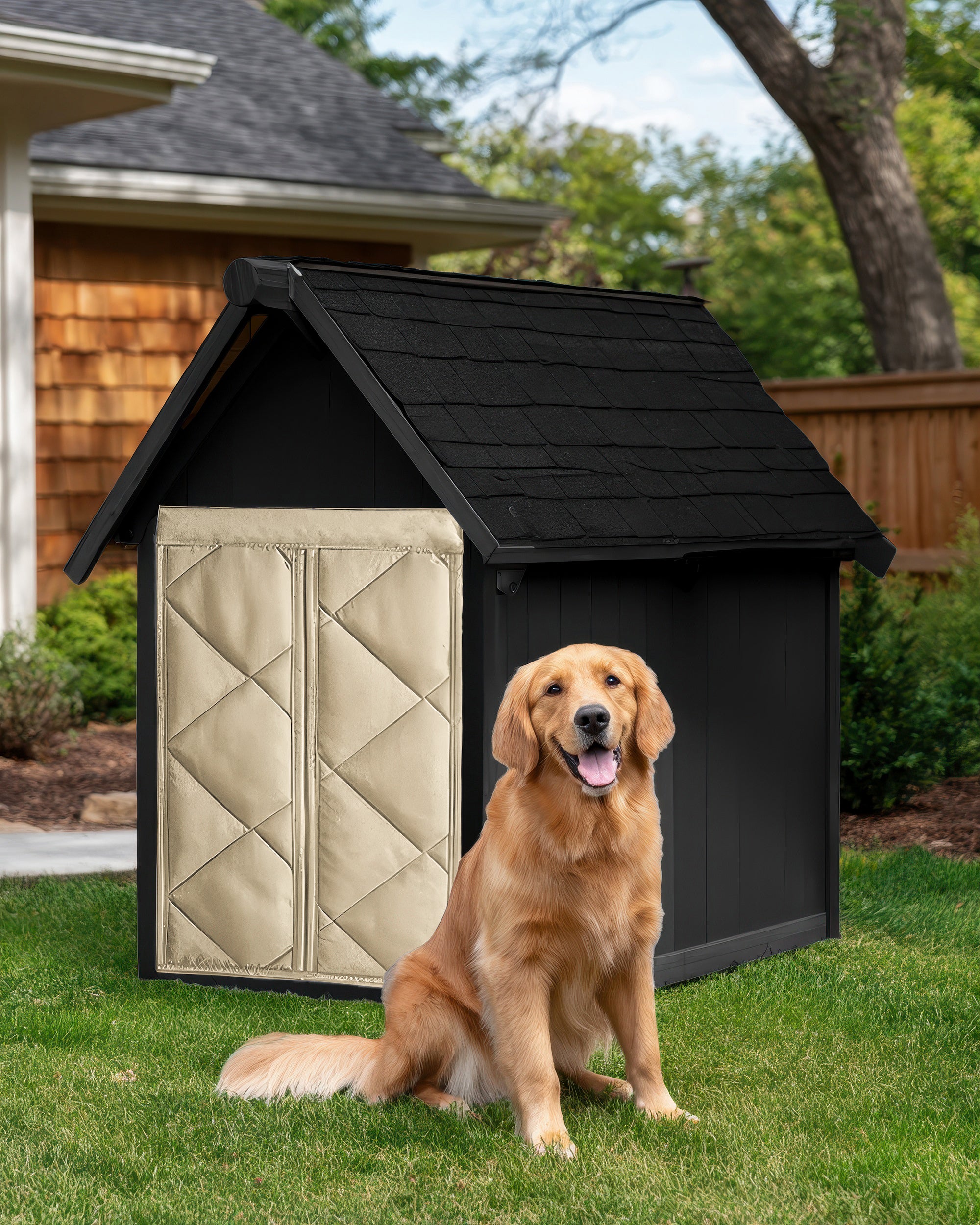 Oxford Thermal Custom Pet Door Cover Camel Custom Size