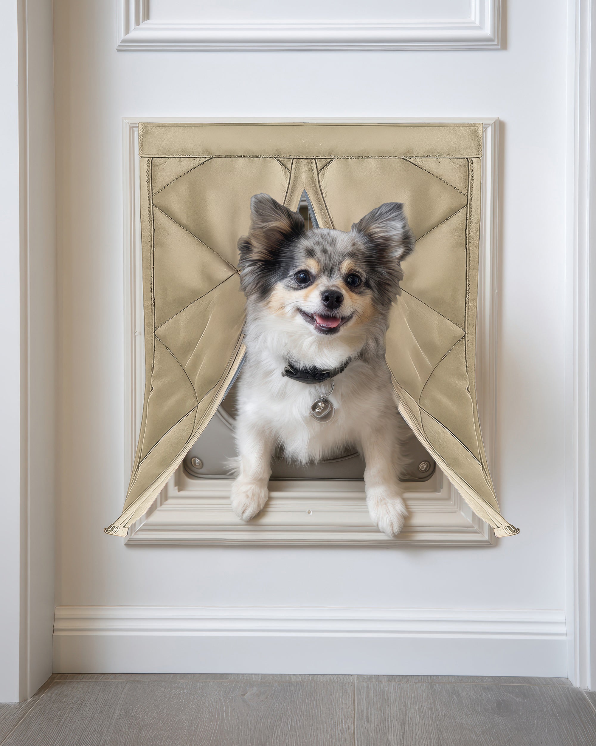 Oxford Thermal Custom Pet Door Cover Camel Front