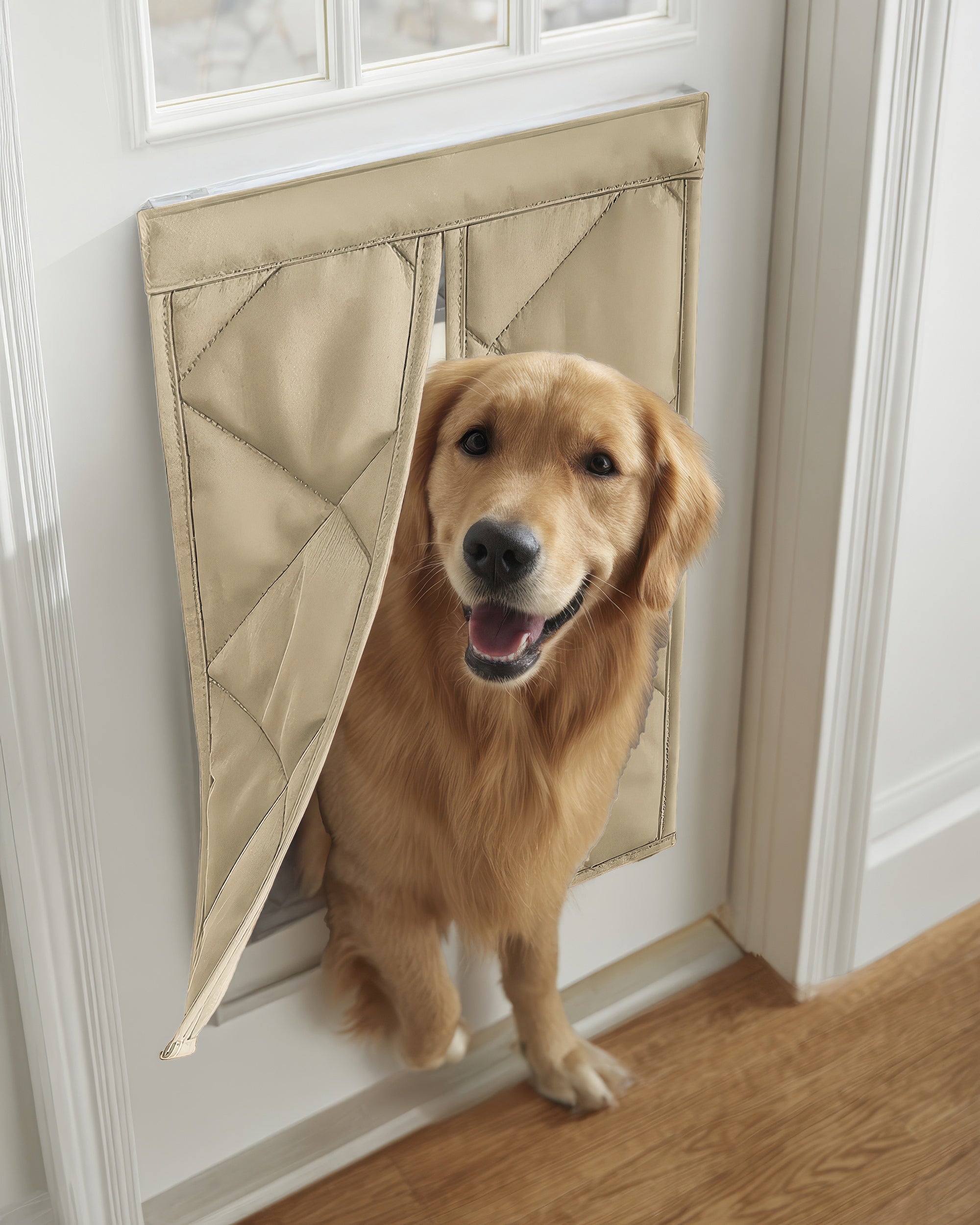 Oxford Thermal Custom Pet Door Cover Camel Large Size