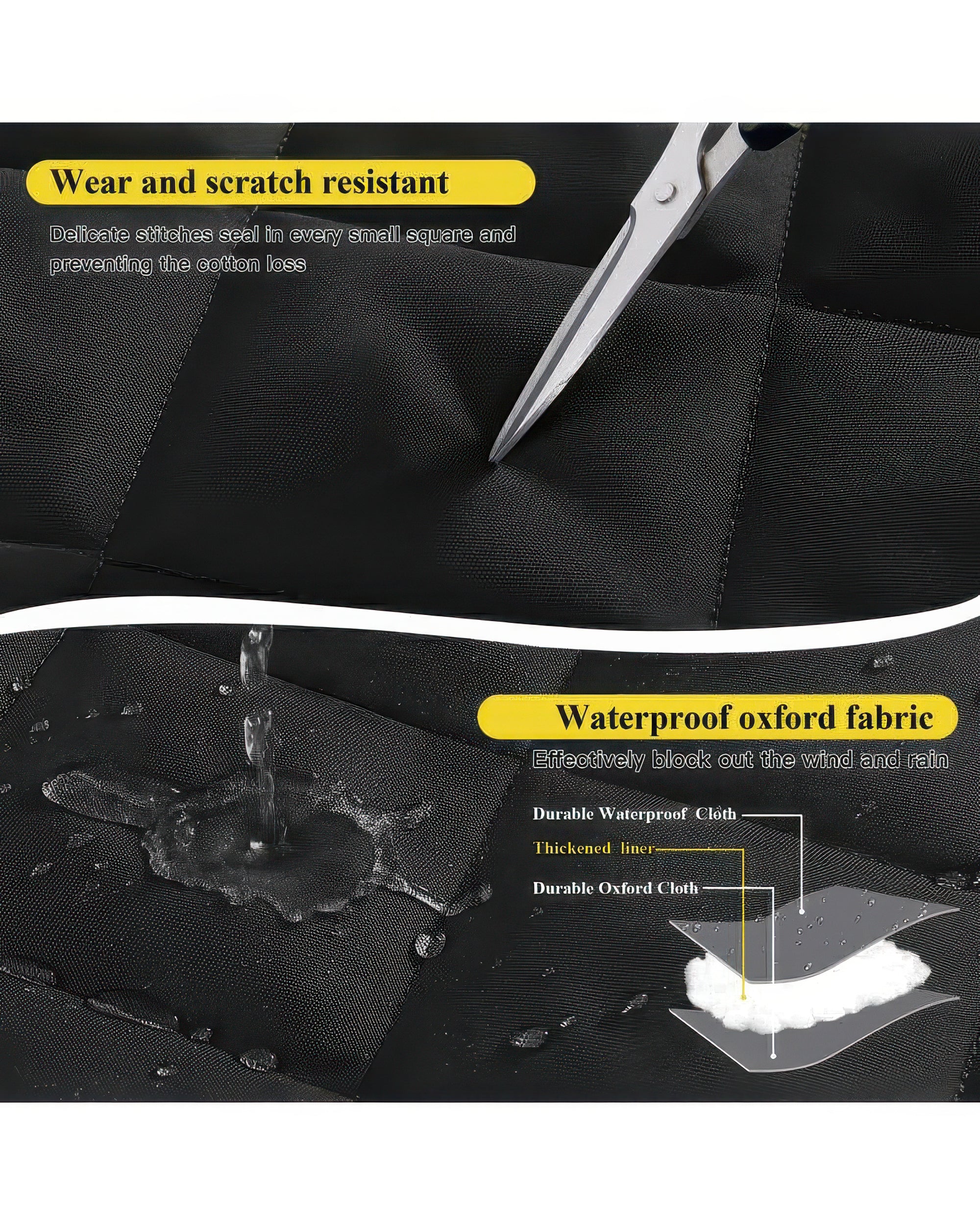 Oxford Thermal Magnetic Door Curtain Black Fabric Details