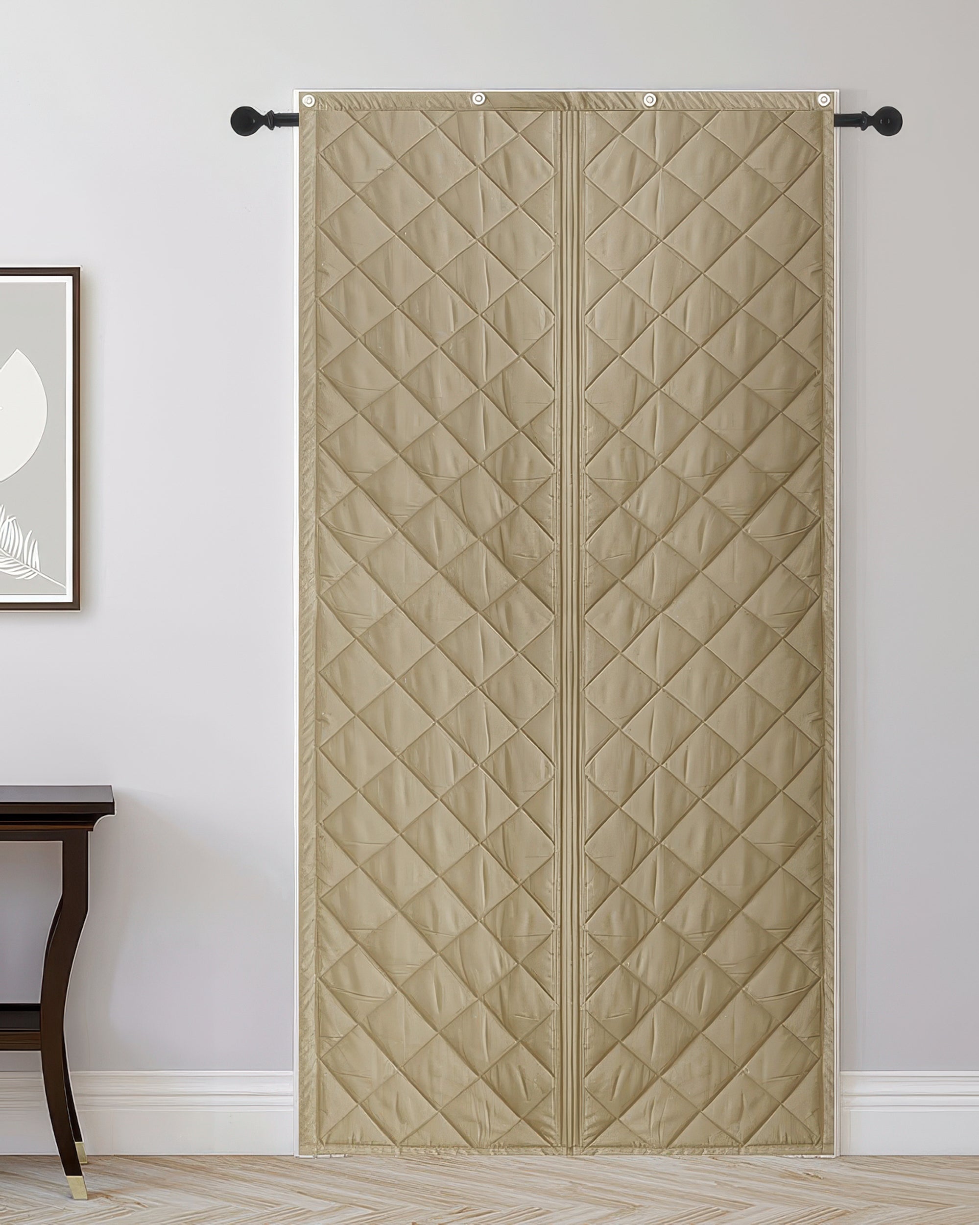 Oxford Thermal Magnetic Door Curtain Camel Indoor Installation