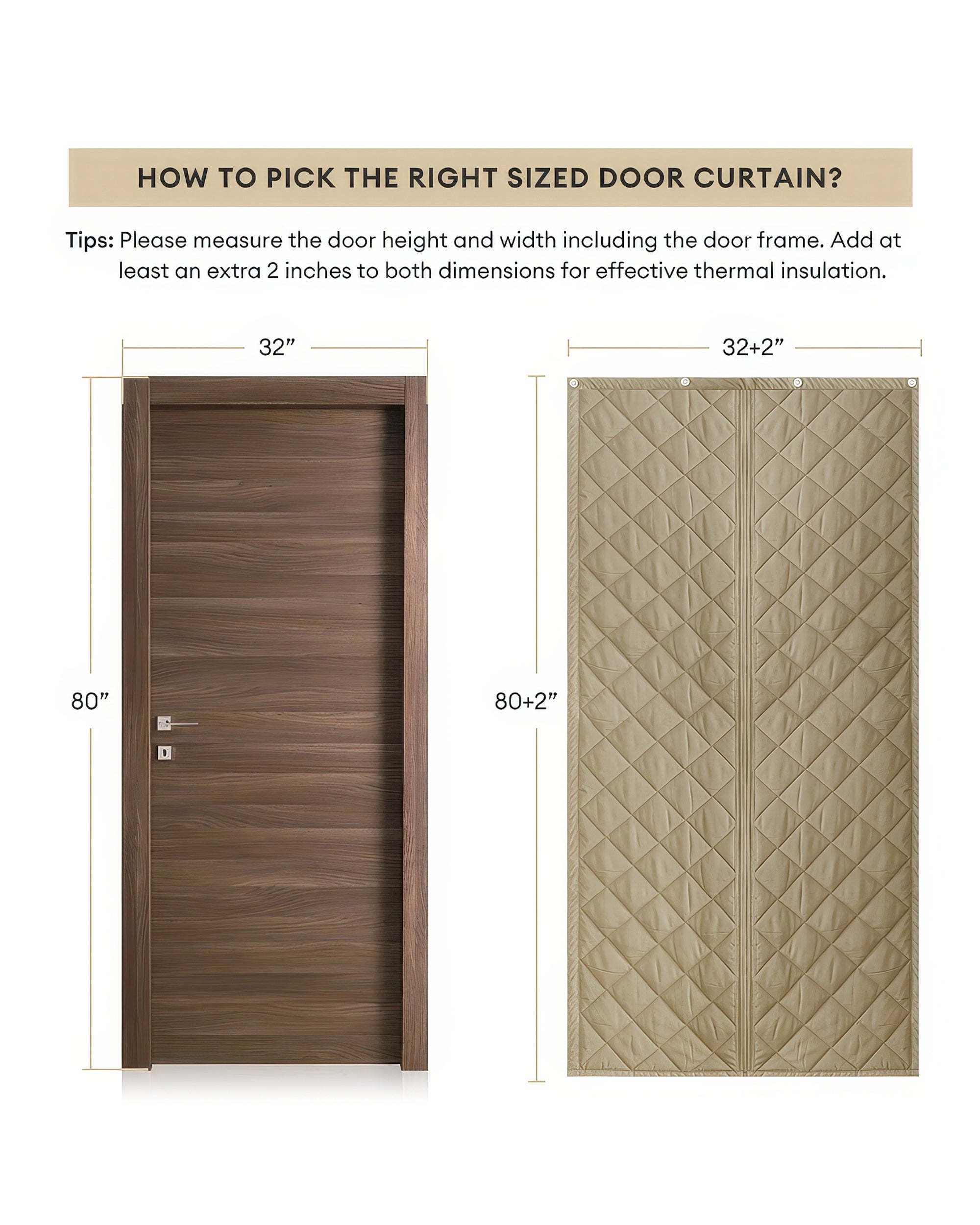 Oxford Thermal Magnetic Door Curtain Camel Measurement