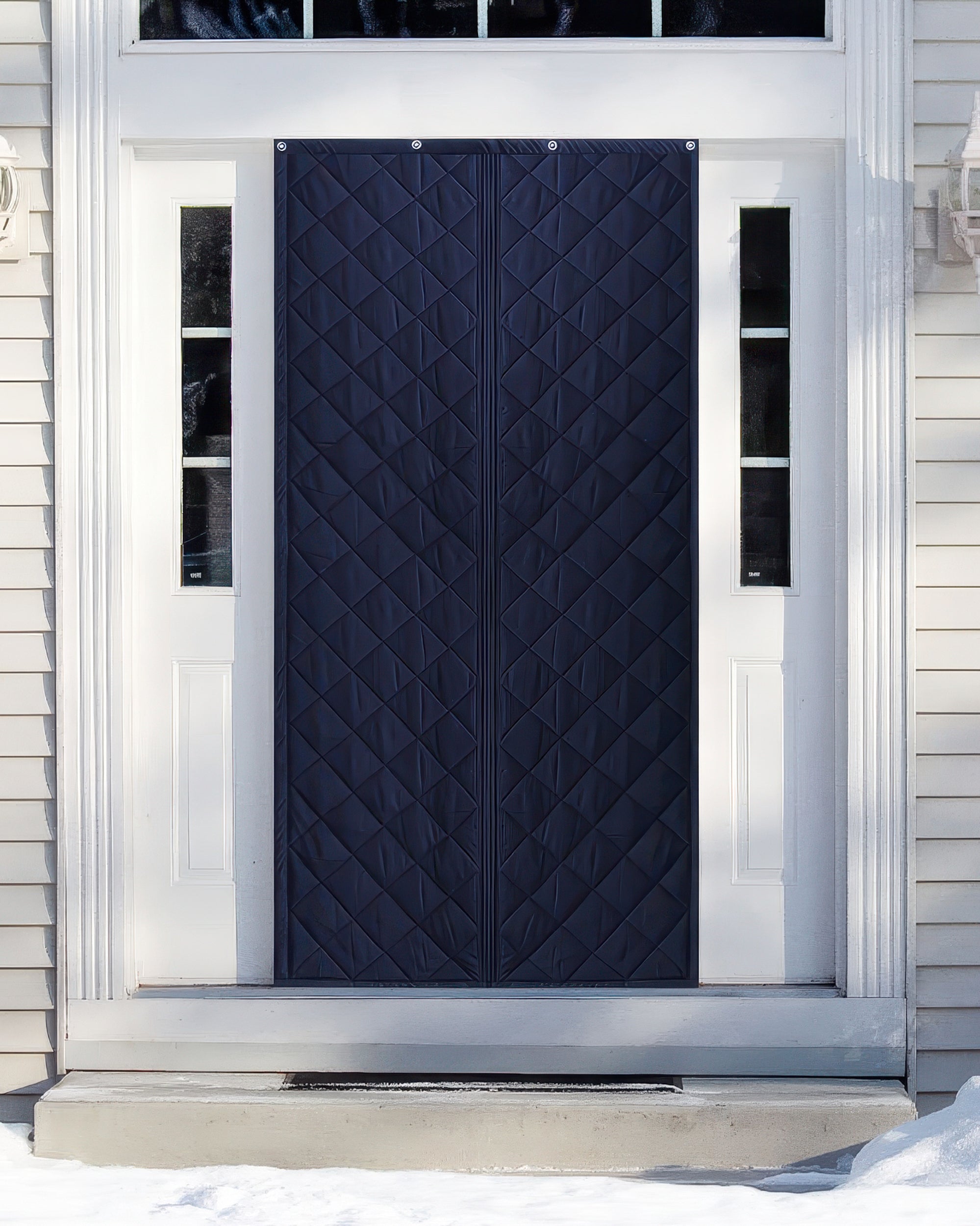 Oxford Thermal Magnetic Door Curtain Dark Blue Front
