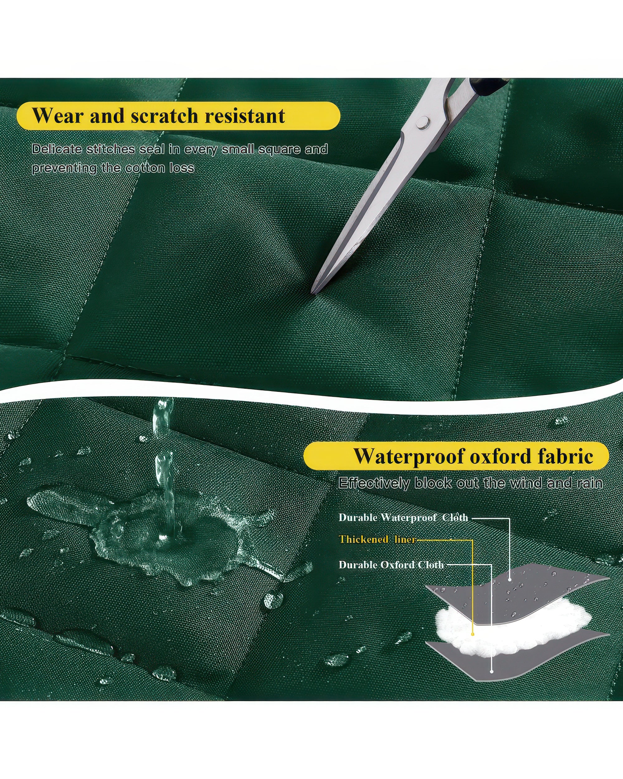 Oxford Thermal Magnetic Door Curtain Green Fabric Details