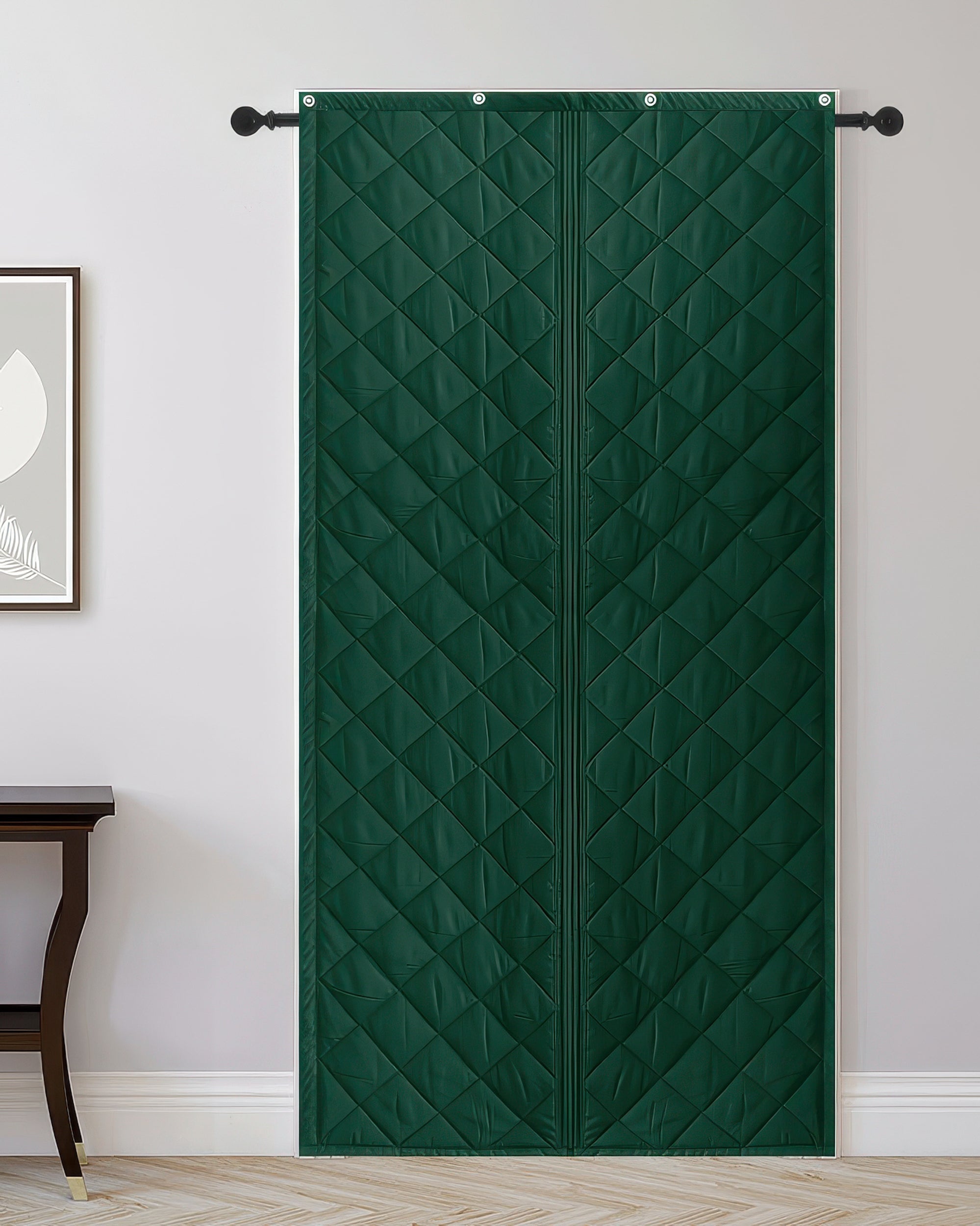 Oxford Thermal Magnetic Door Curtain Green Indoor Installation
